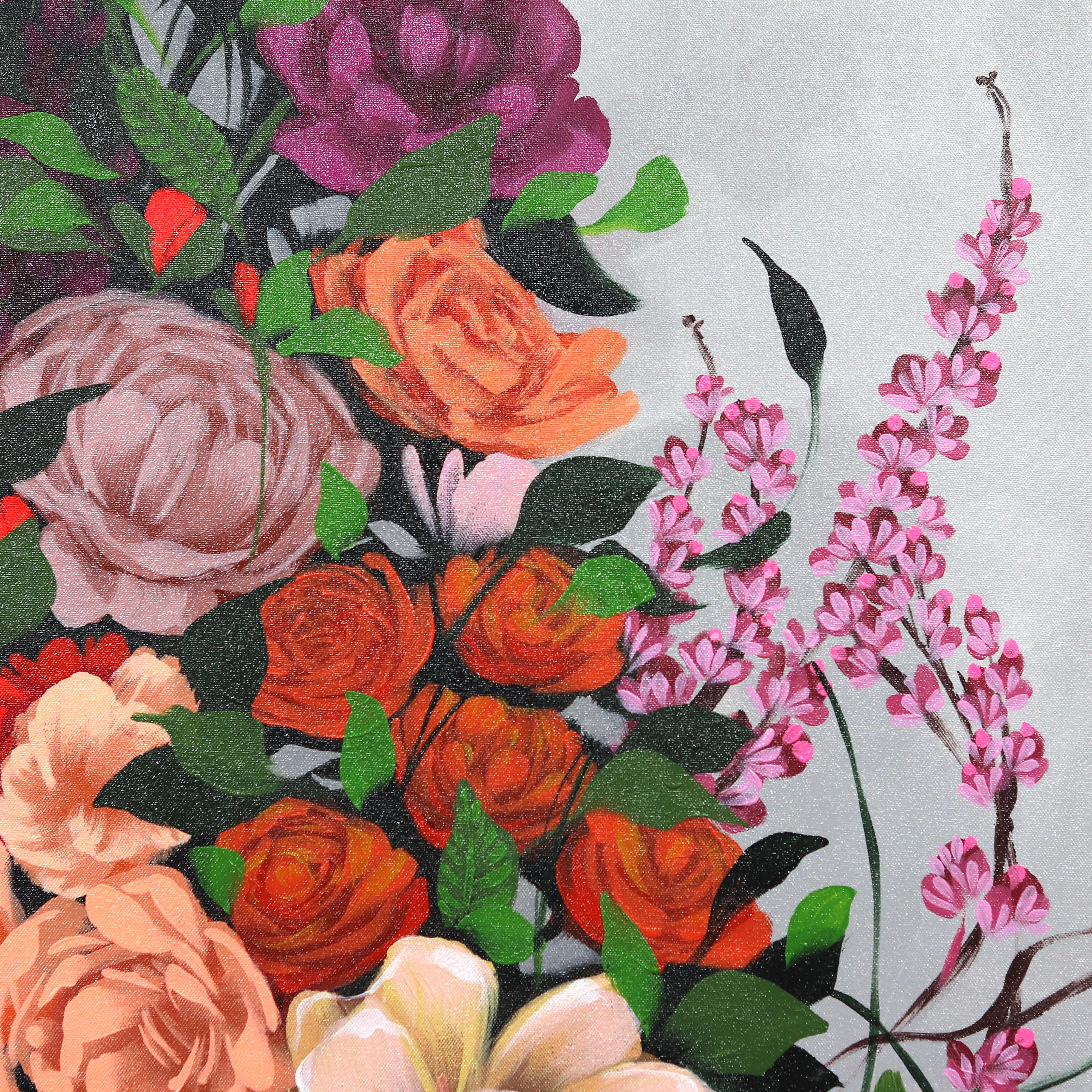 Margarite - Obra de Arte Figurativa Original Grande Floral Vibrante Sally K en venta 7