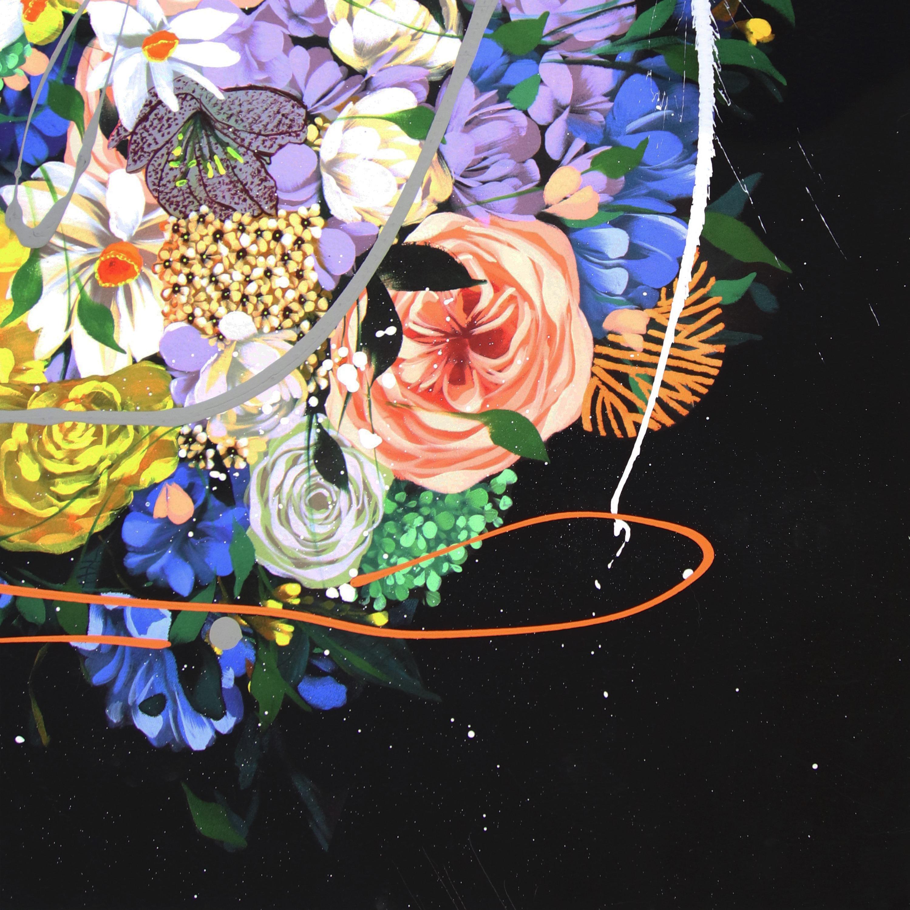 Medianoche I -  Obra de Arte Floral Original de Sally K en venta 4