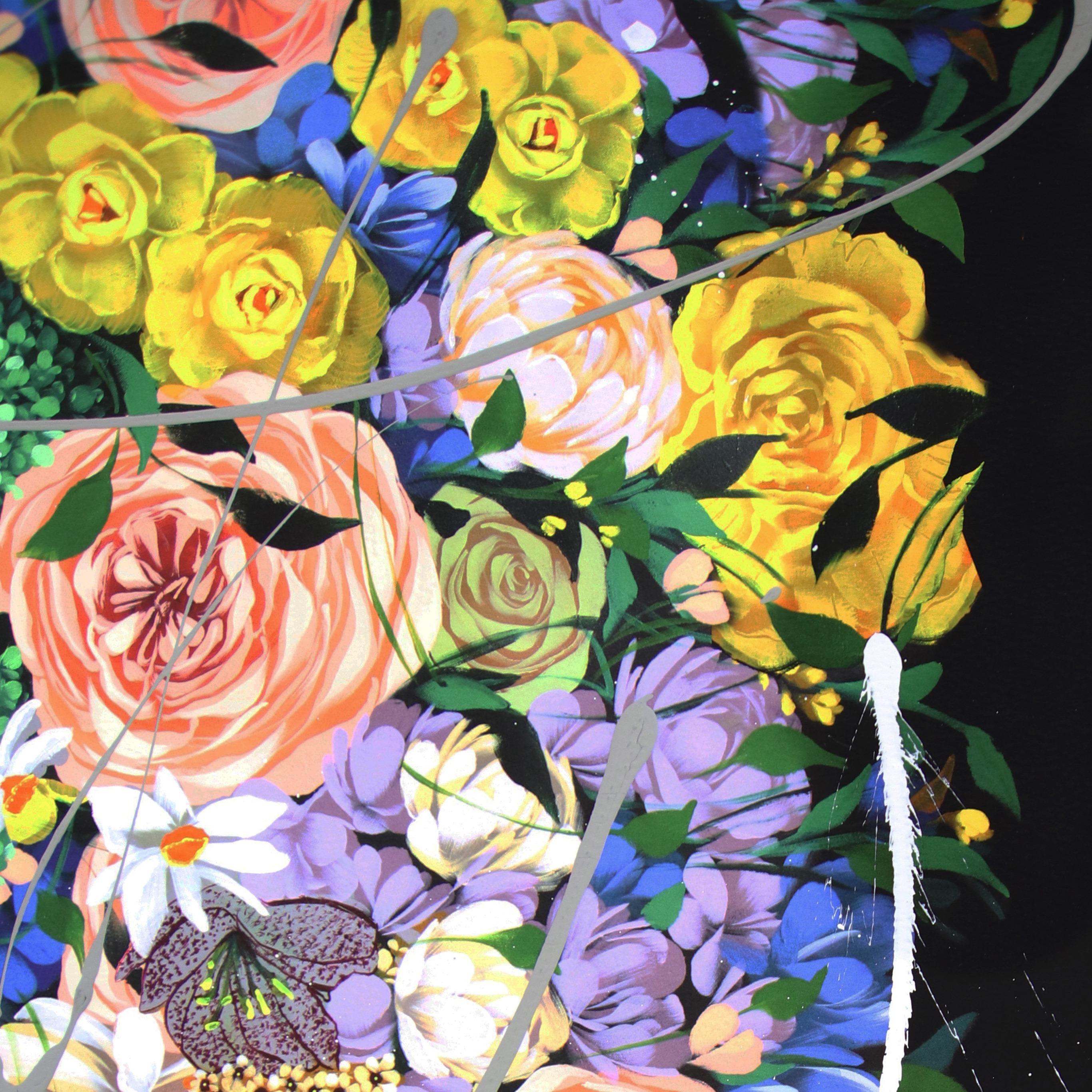 Medianoche I -  Obra de Arte Floral Original de Sally K en venta 5