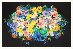 Mezzanotte II-  Originale opera d'arte floreale colorata e vibrante di Sally K. su carta