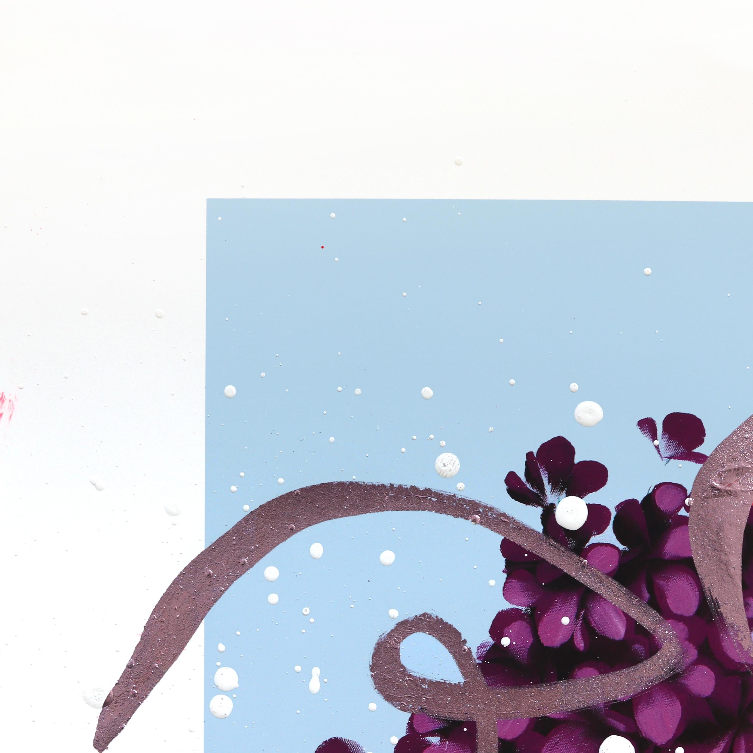 Naomi Florals 3 - Œuvre d'art originale sur papier aux couleurs vives de Sally K en vente 2