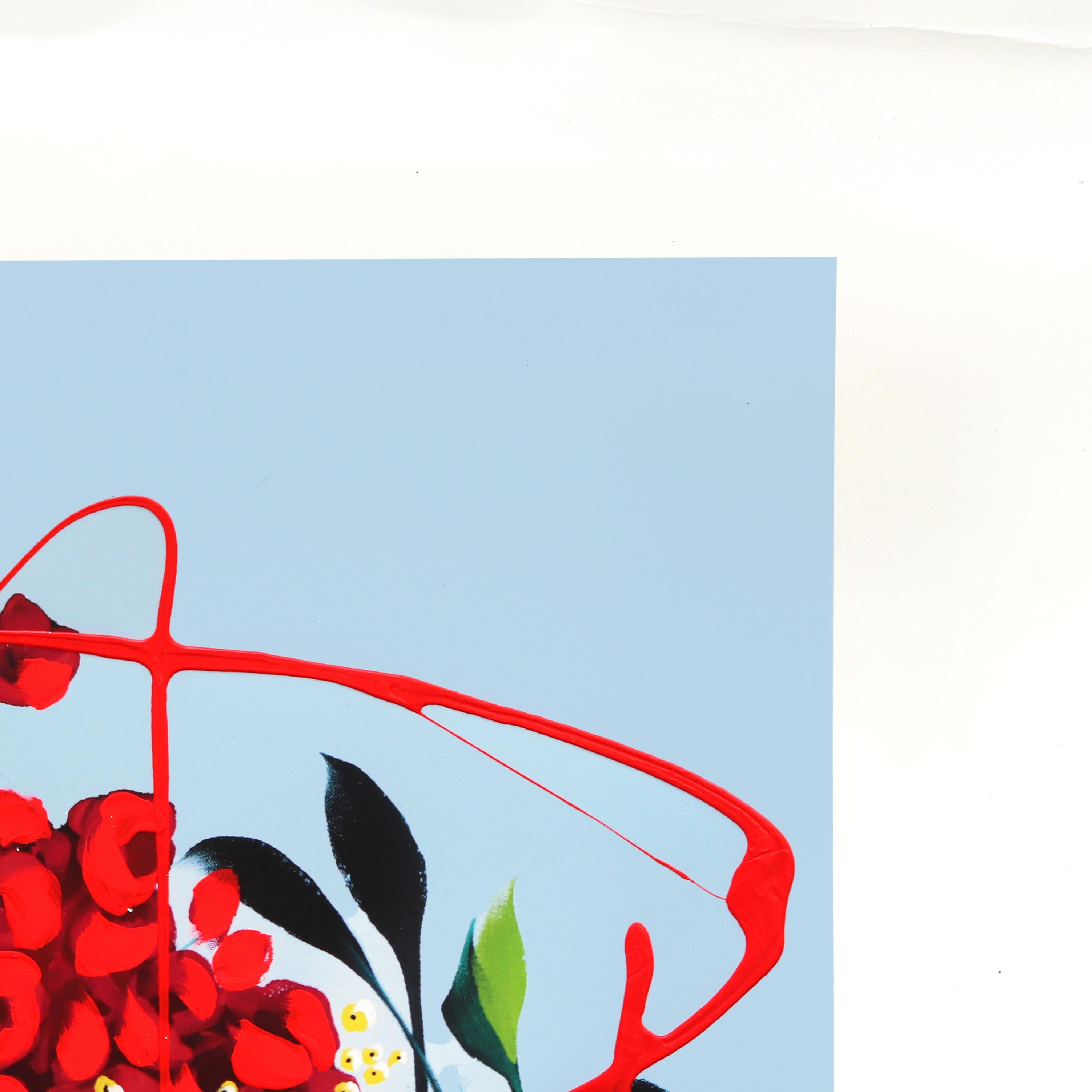 Naomi Florals 3 - Œuvre d'art originale sur papier aux couleurs vives de Sally K en vente 3