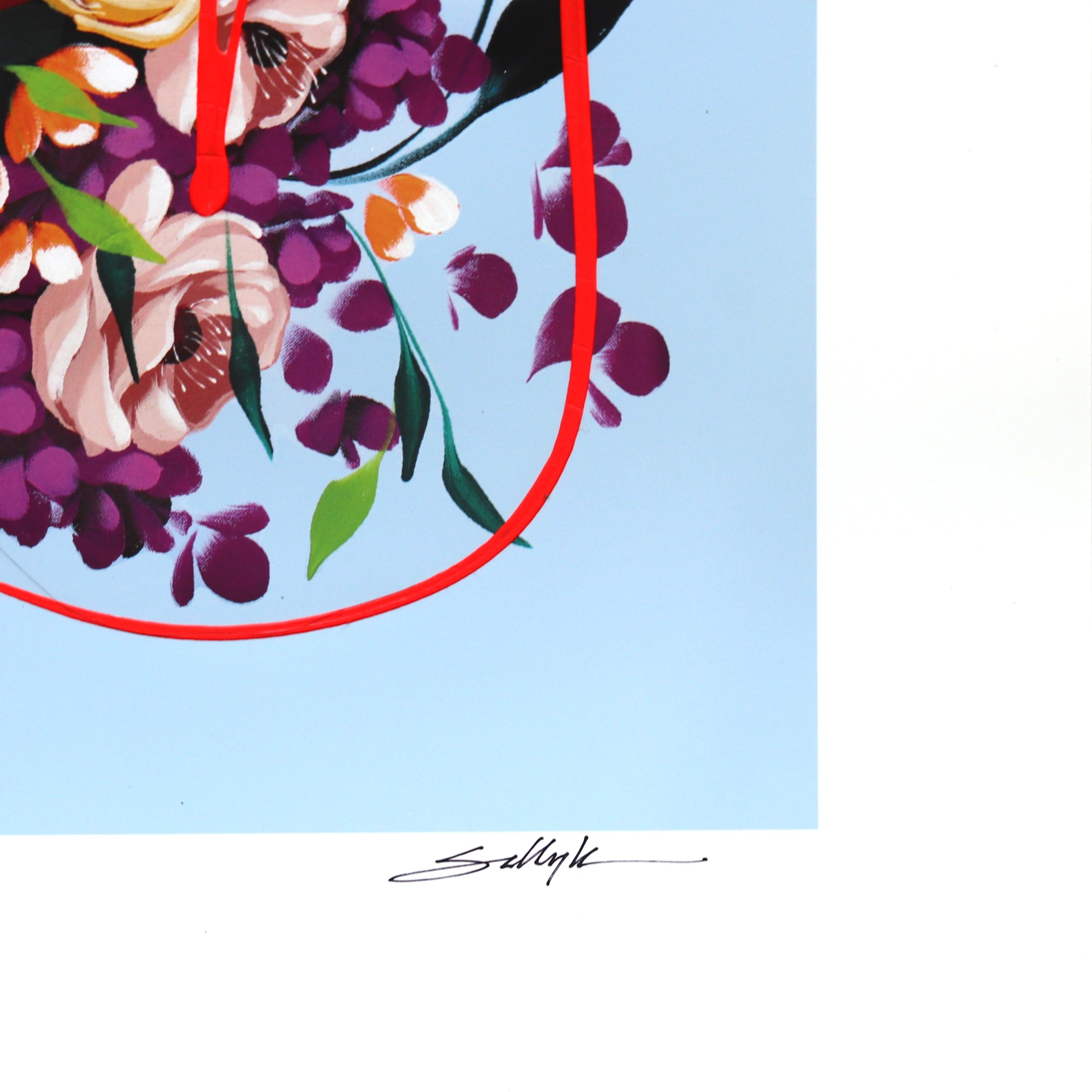 Naomi Florals 3 - Œuvre d'art originale sur papier aux couleurs vives de Sally K en vente 4