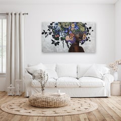 Nevaeh - Obra de Arte Figurativa Original Hoja de Plata Floral Sally K