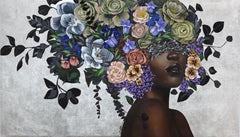 Nevaeh - Original Silver Leaf Floral Sally K Figurative Artwork