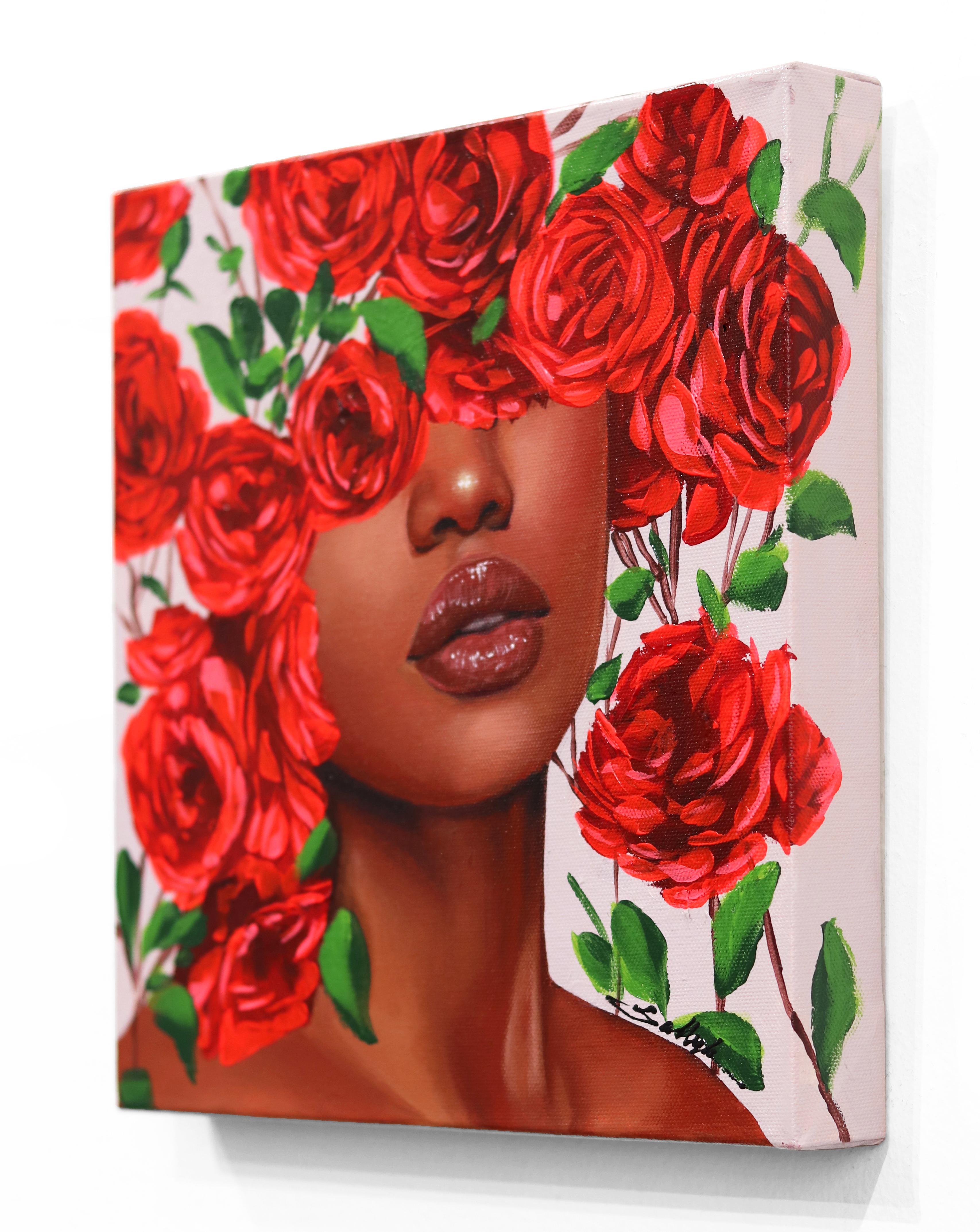 Rosas rojas 2  -  Obra de Arte Figurativa Original Dreamy Sally K en venta 3