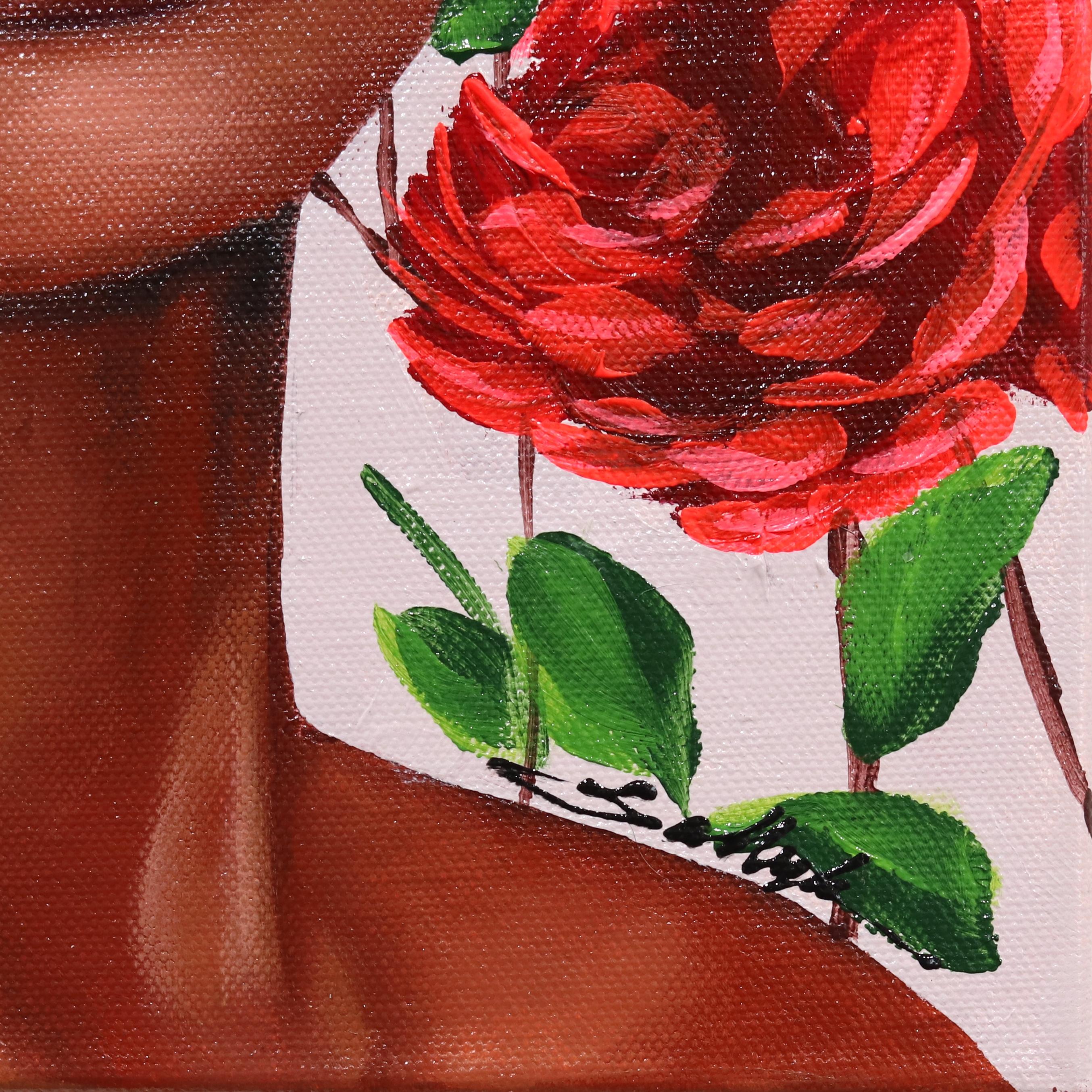 Rosas rojas 2  -  Obra de Arte Figurativa Original Dreamy Sally K en venta 7