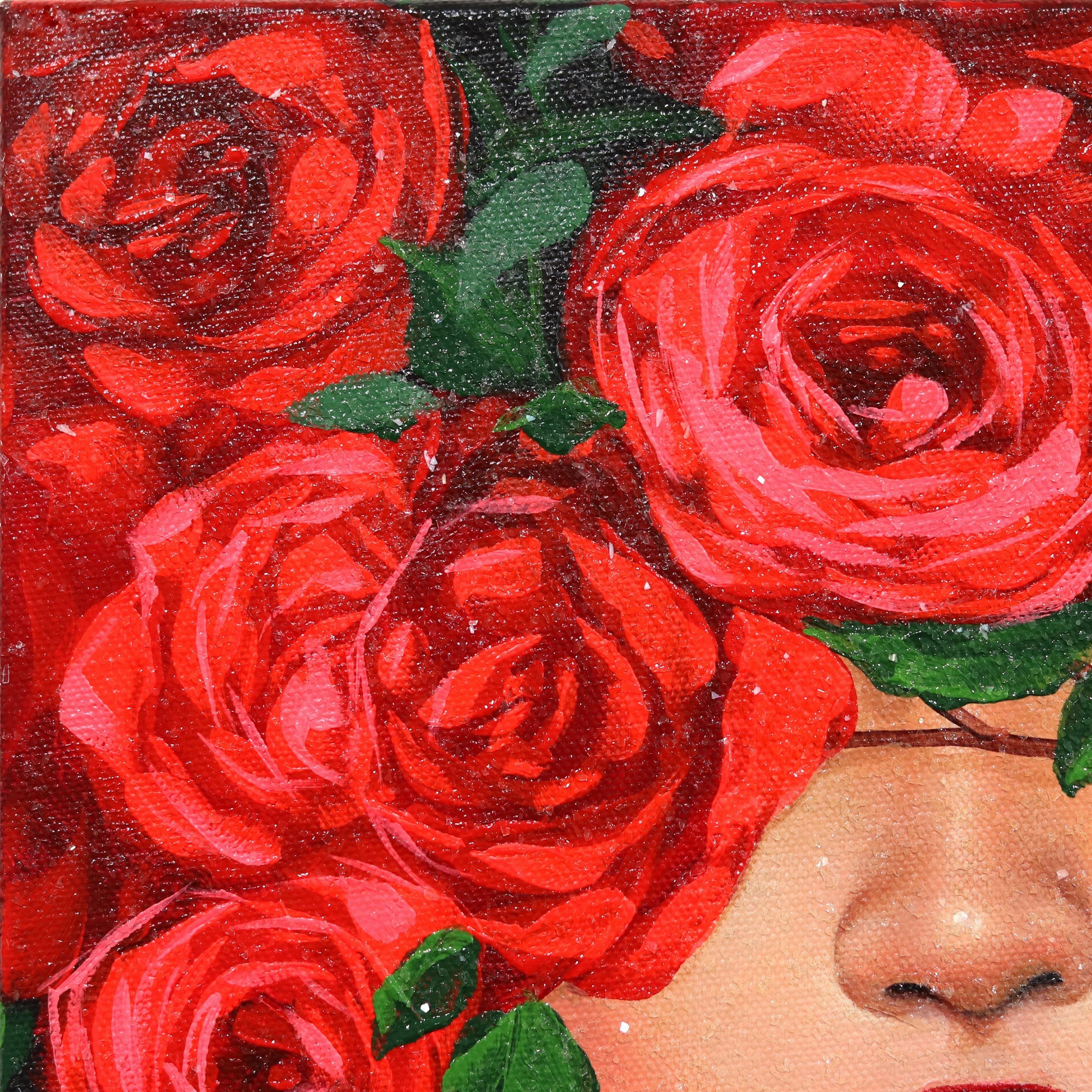 Rosas rojas 3  -  Obra de arte figurativa original de Sally K en venta 2