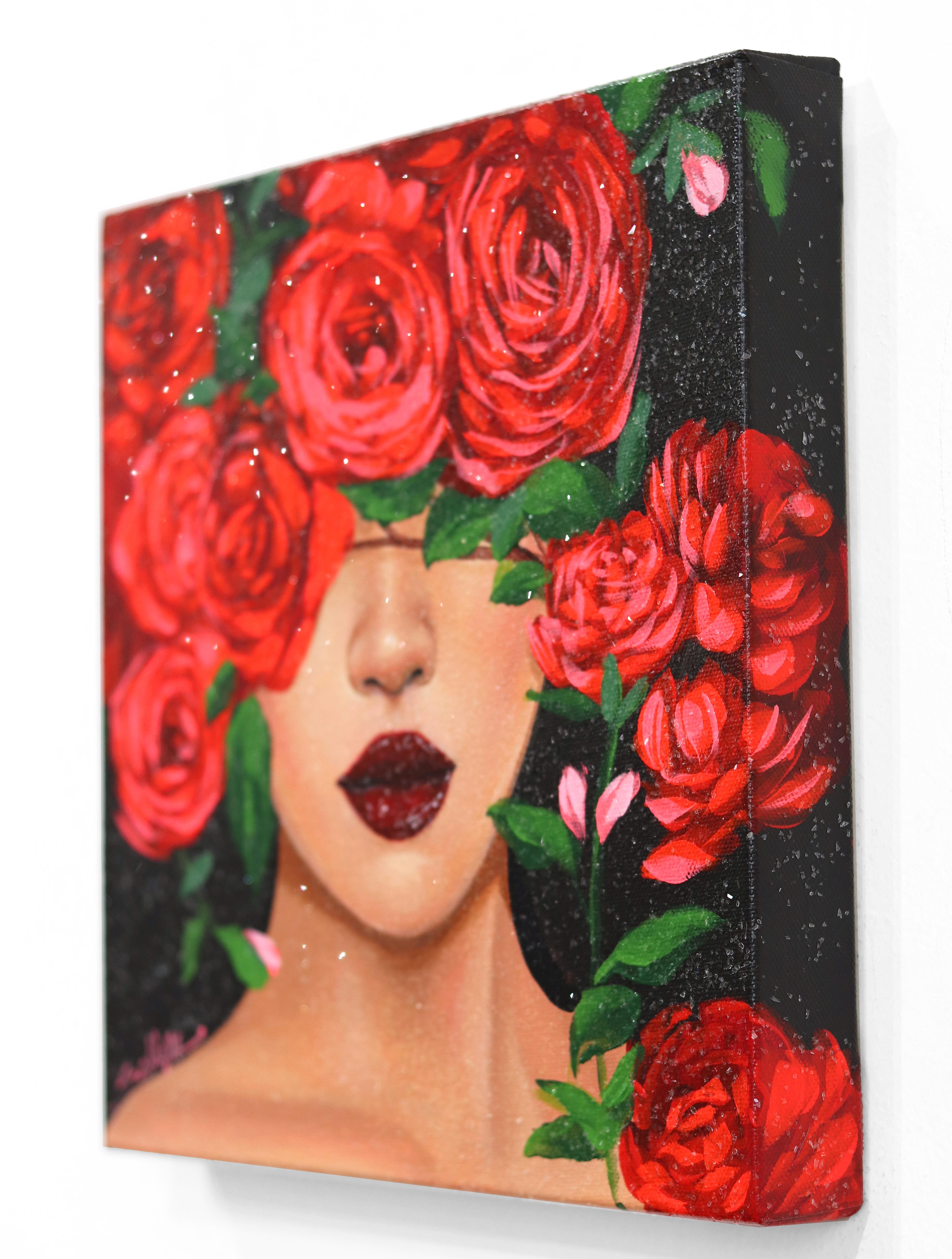 Rosas rojas 3  -  Obra de arte figurativa original de Sally K en venta 3