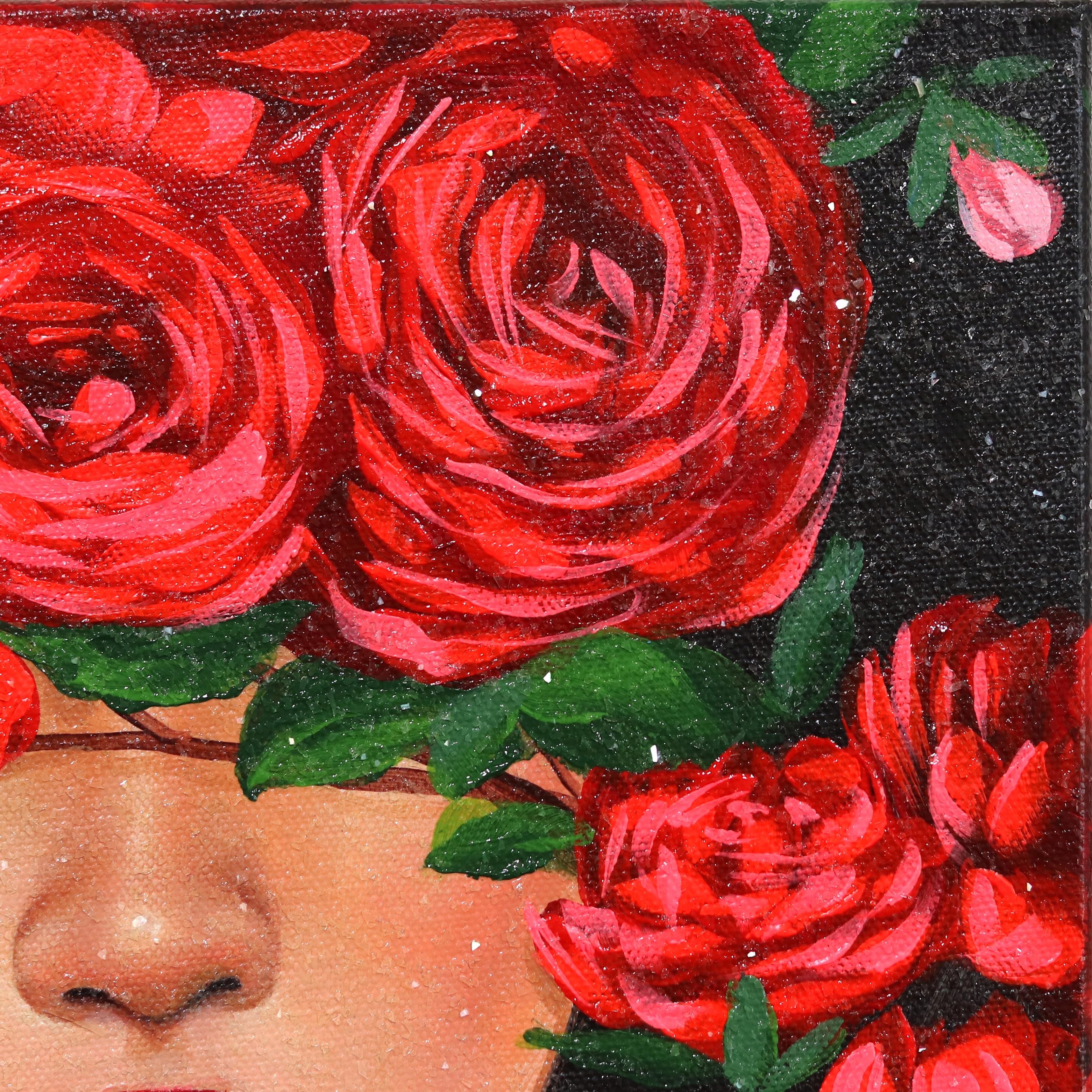 Rosas rojas 3  -  Obra de arte figurativa original de Sally K en venta 4