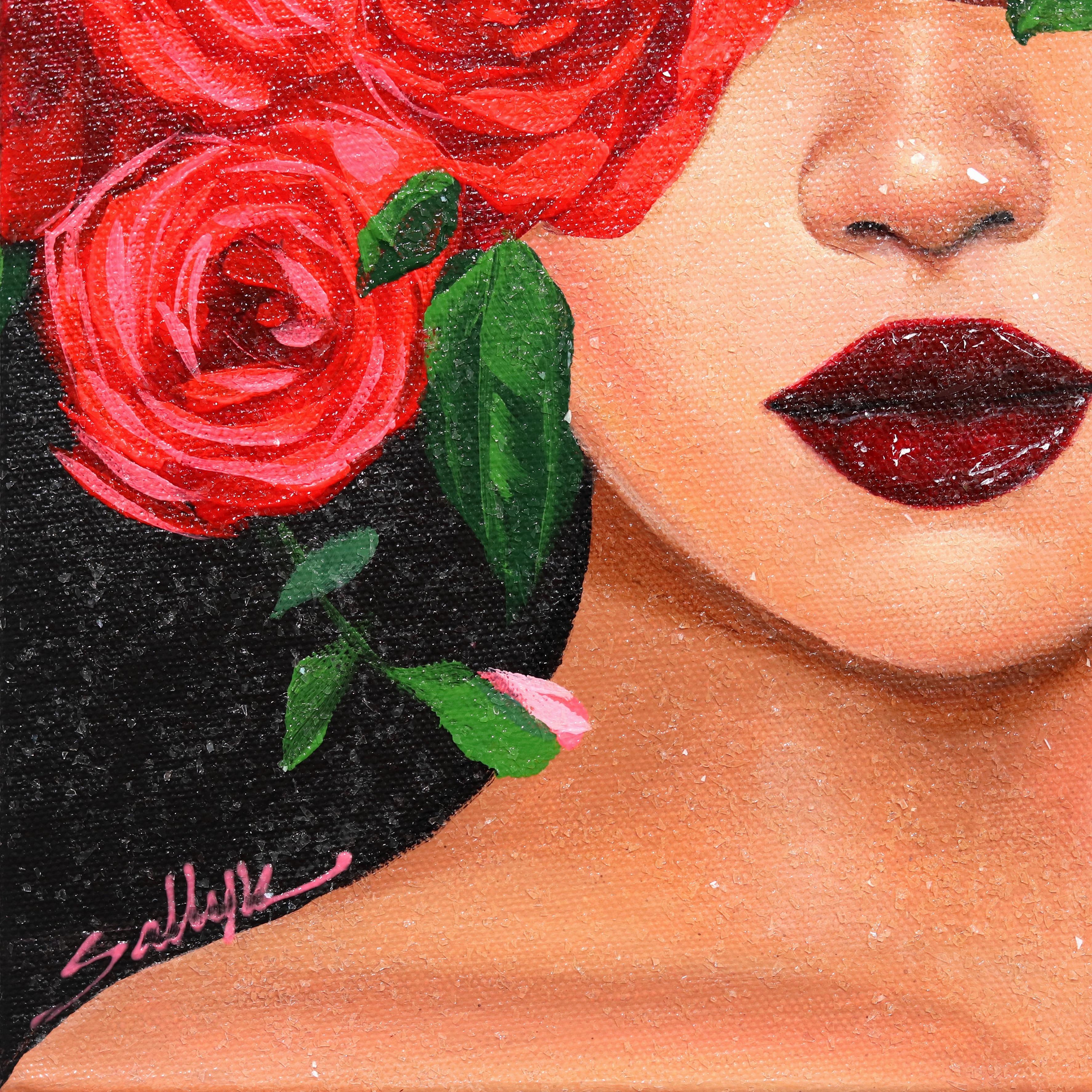 Rosas rojas 3  -  Obra de arte figurativa original de Sally K en venta 6