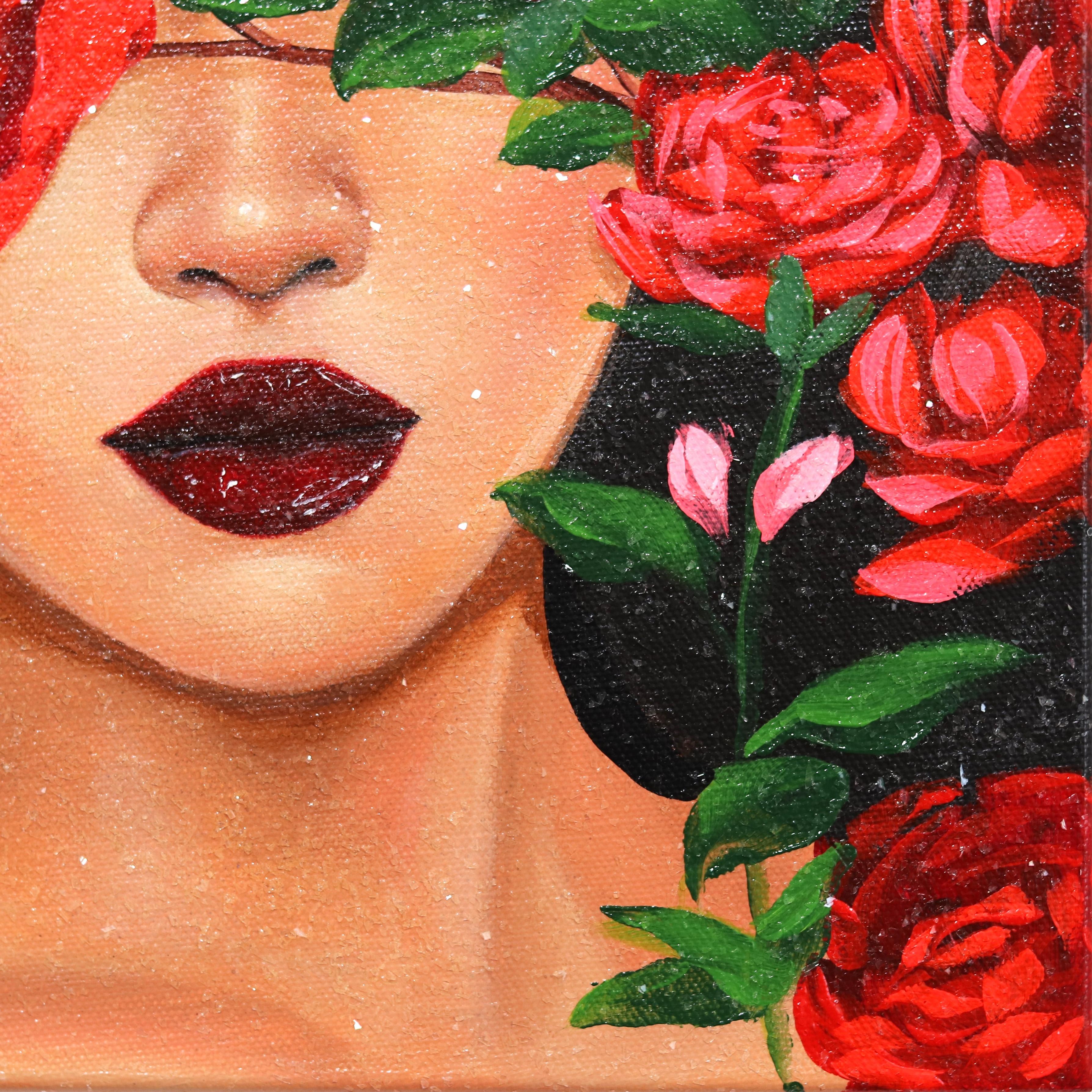 Rosas rojas 3  -  Obra de arte figurativa original de Sally K en venta 7
