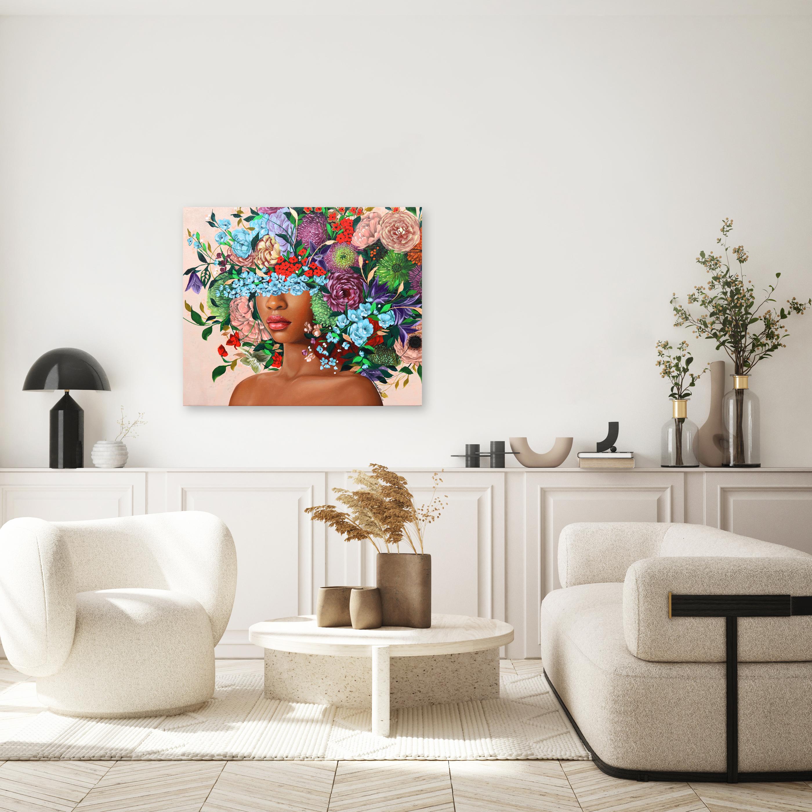 Serenità  -  Originale opera d'arte figurativa vibrante e floreale di Sally K. in vendita 1