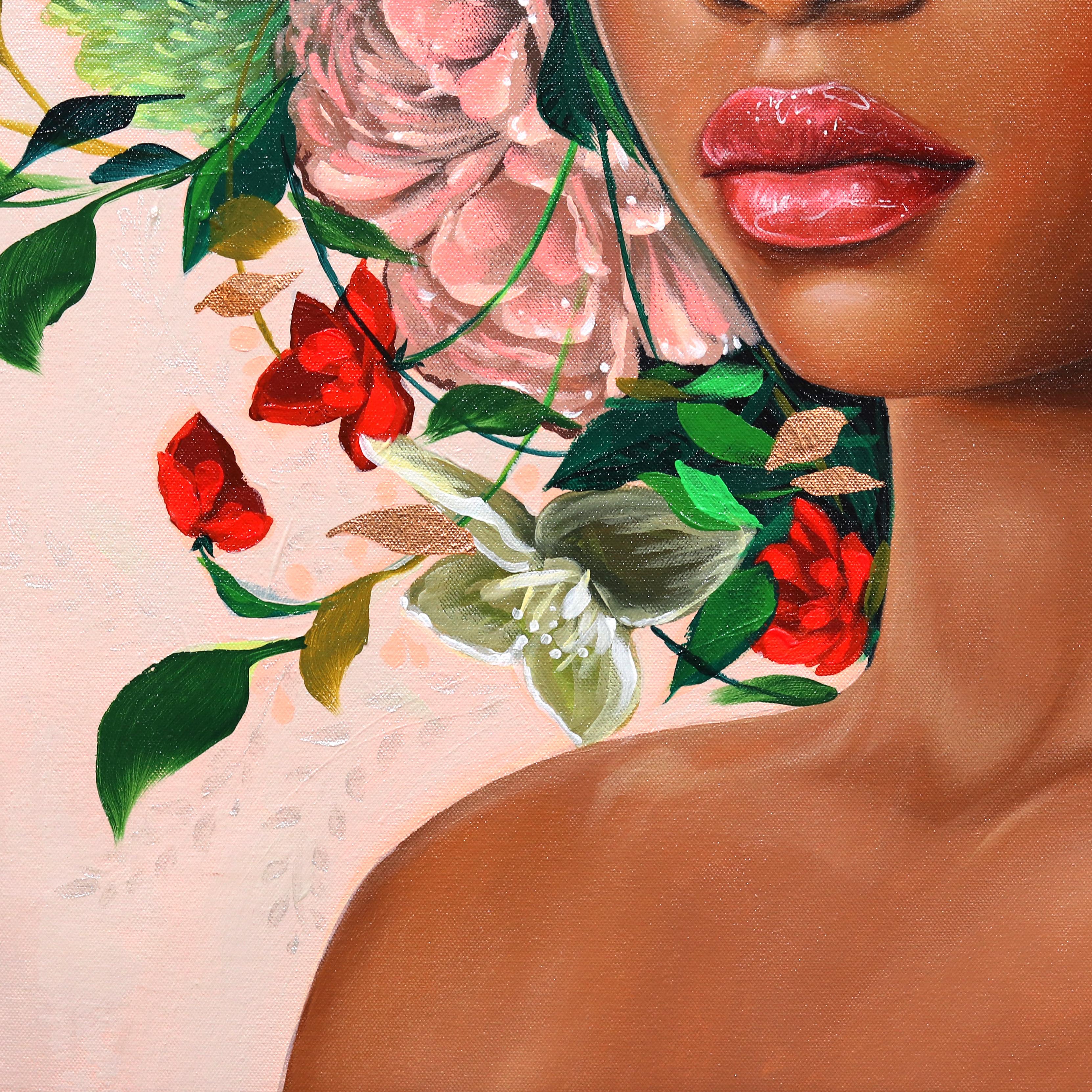 Serenità  -  Originale opera d'arte figurativa vibrante e floreale di Sally K. in vendita 4