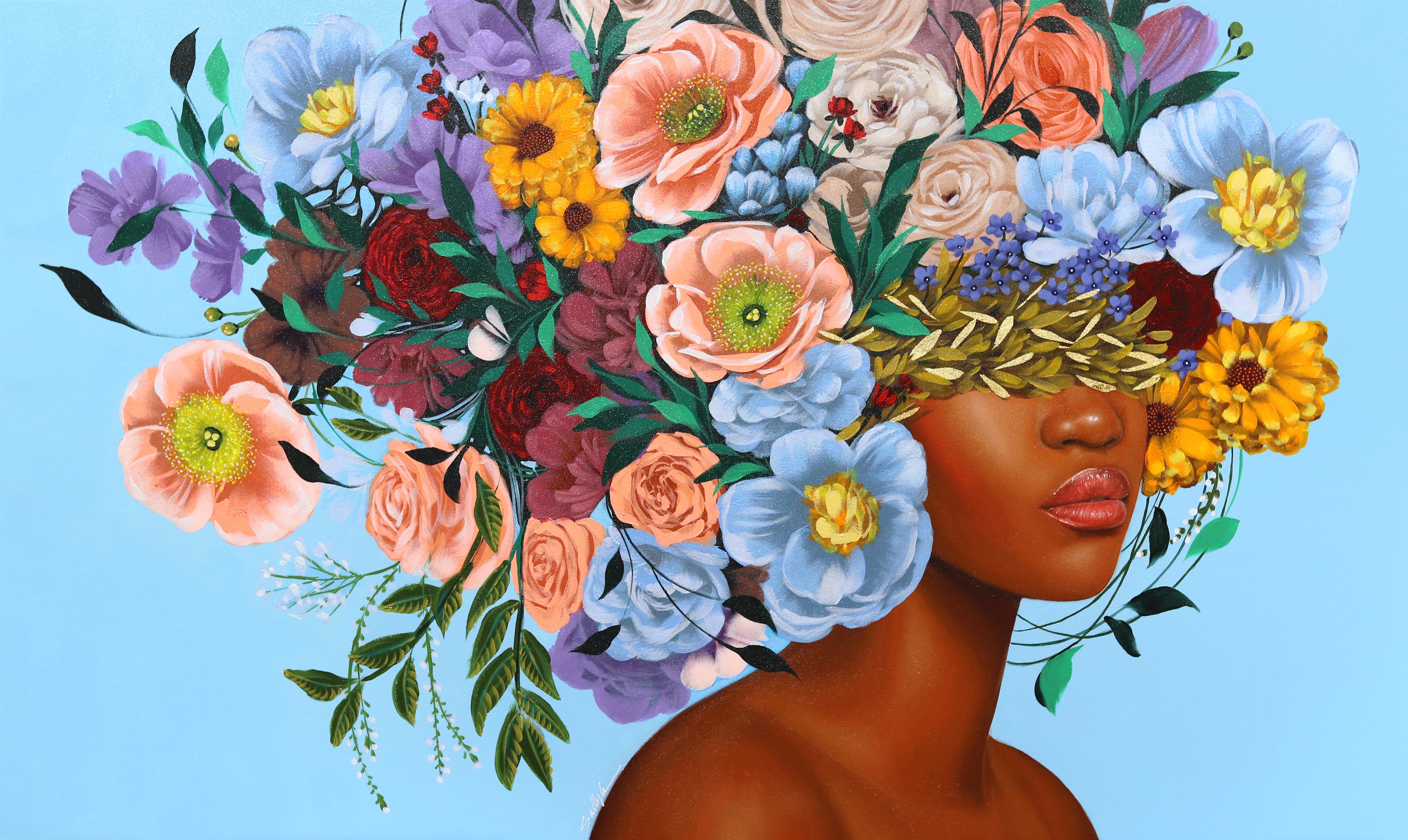 Los cautivadores retratos florales de la artista libanesa-estadounidense Sally K. son a la vez hipnotizadores y fortalecedores. Sus pinturas de realismo pop se inspiran en mujeres fuertes y femeninas, celebrando la individualidad y la fuerza