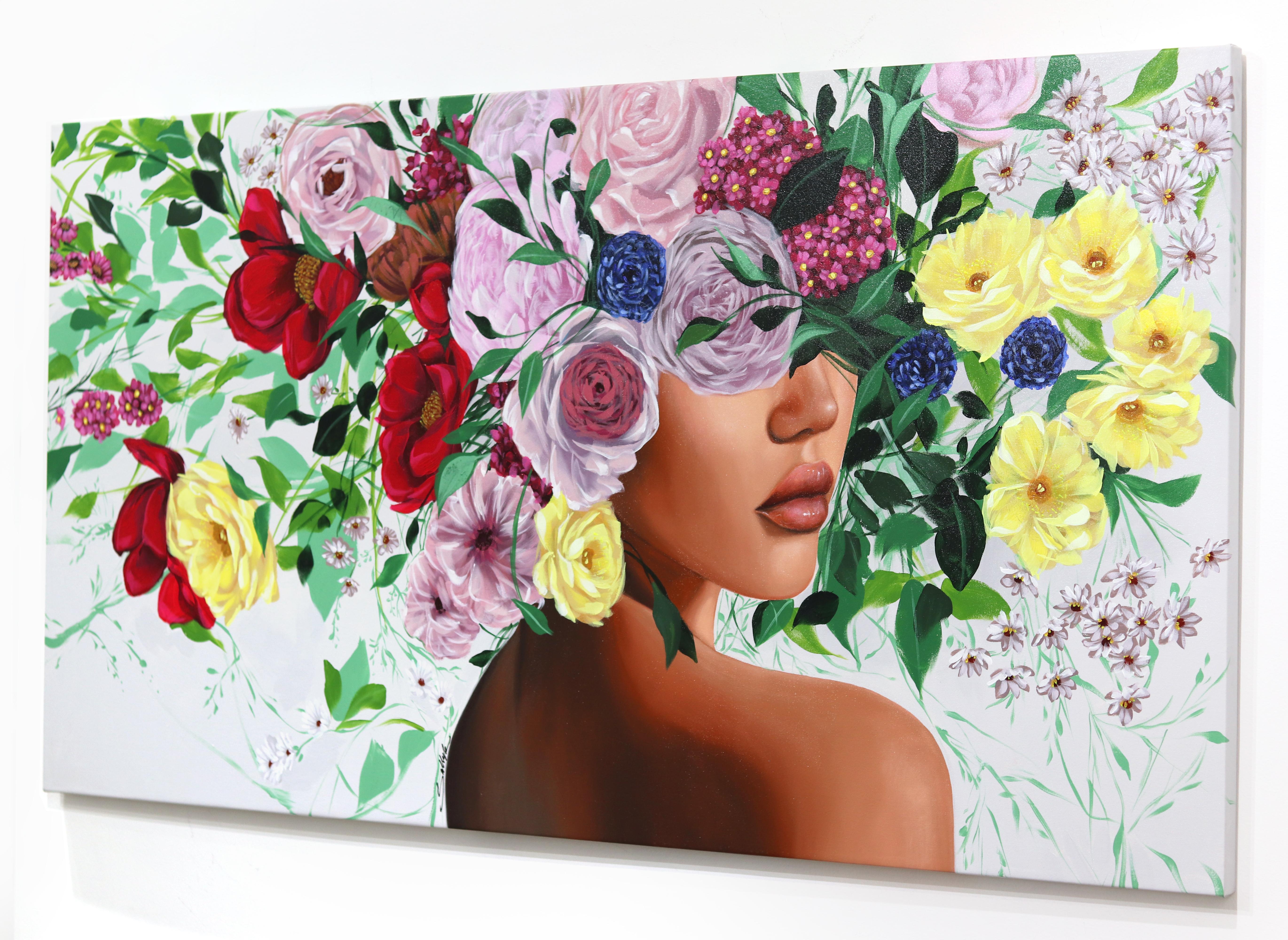 Summer Sun - Original Floral Portrait Painting   For Sale 3
