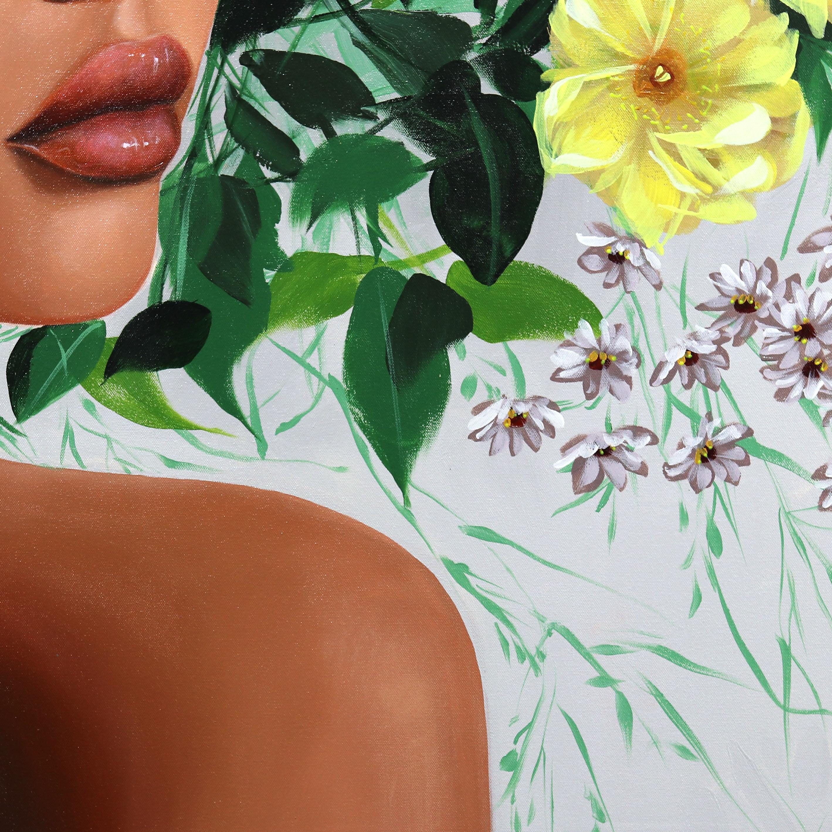 Summer Sun - Original Floral Portrait Painting   For Sale 7