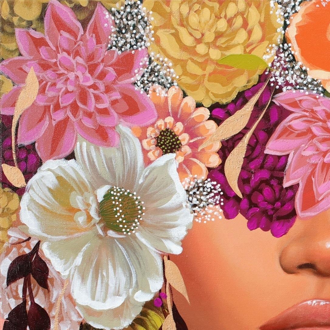 Dulces melodías - Obra de arte figurativa original de Sally K en venta 2