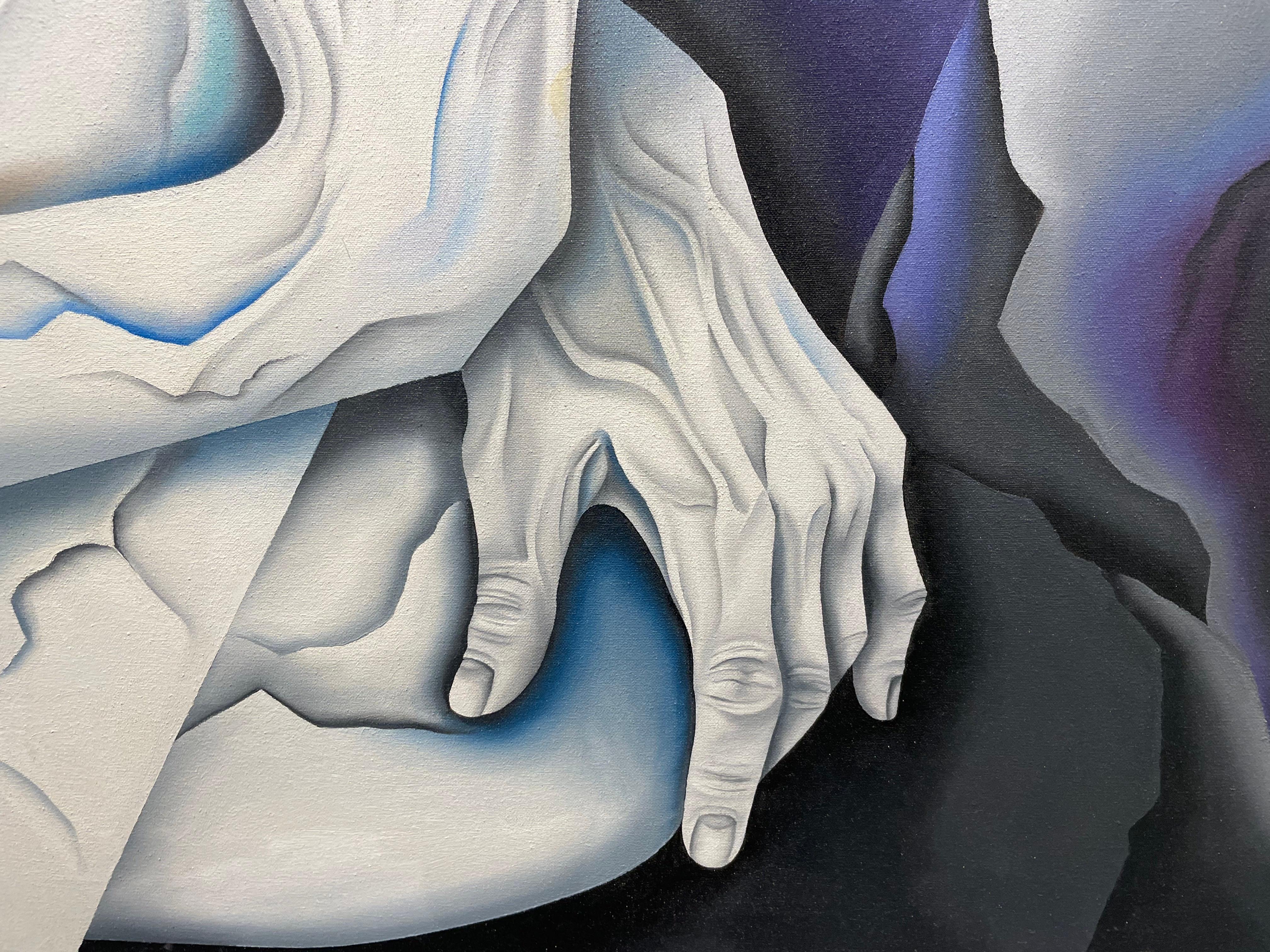 White Stone Surrealist Painting, Late 20th Century, Cleveland Female Artist For Sale 7