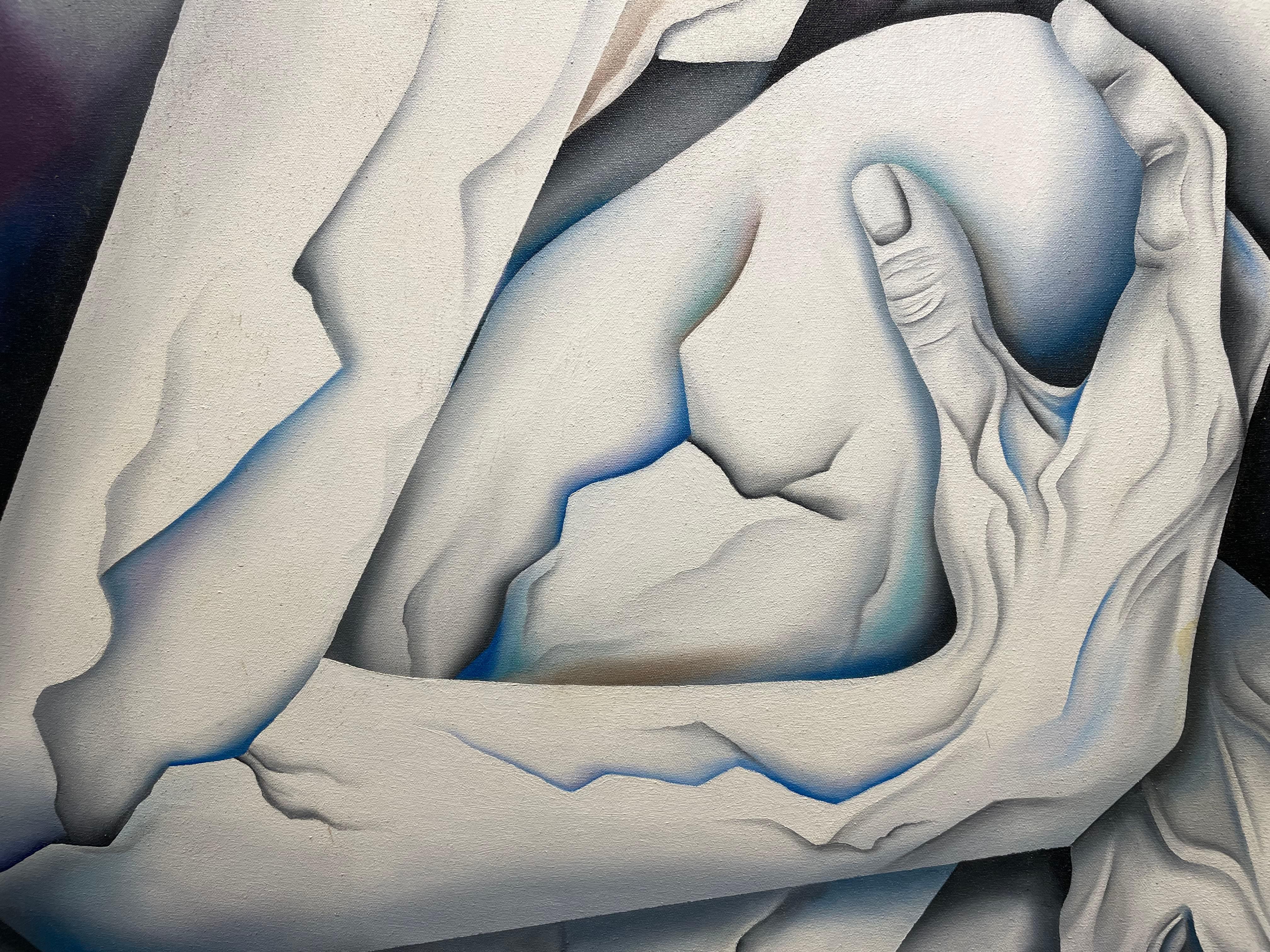 White Stone Surrealist Painting, Late 20th Century, Cleveland Female Artist For Sale 8