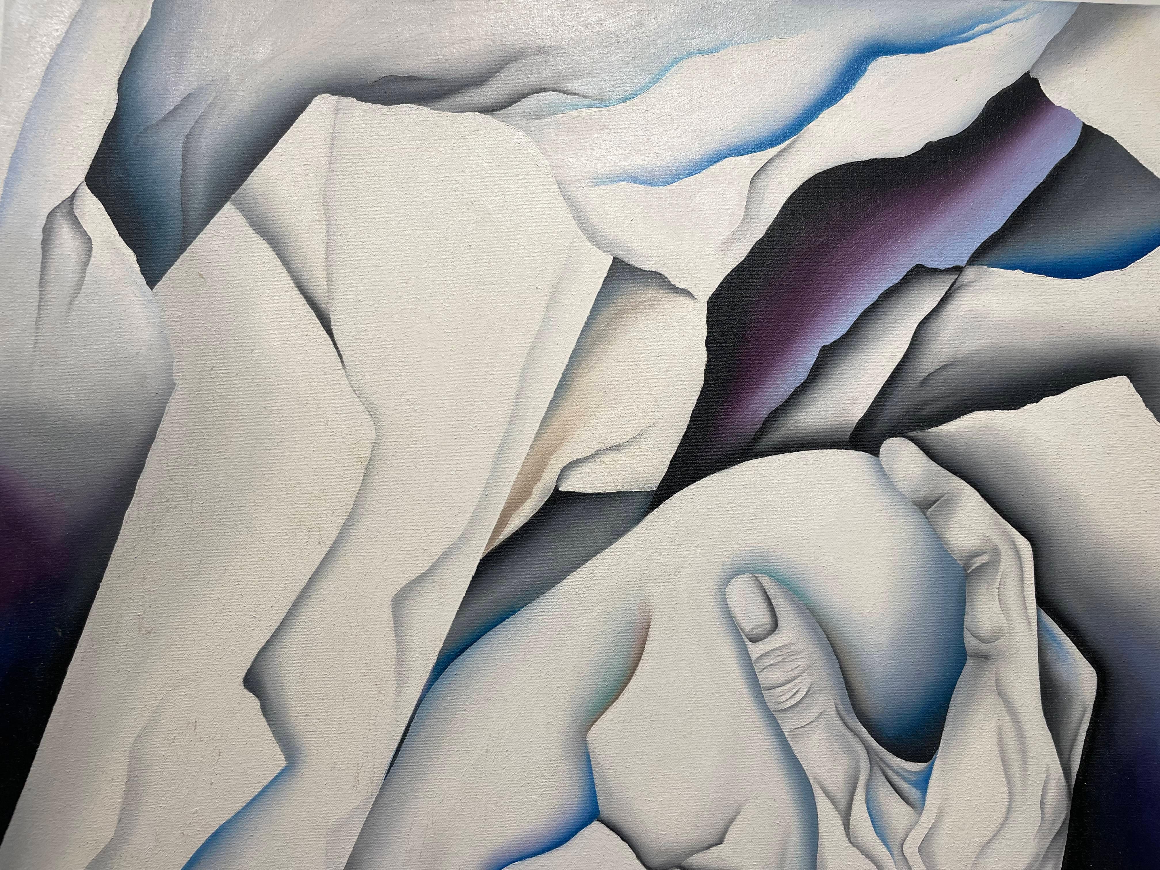 White Stone Surrealist Painting, Late 20th Century, Cleveland Female Artist For Sale 9
