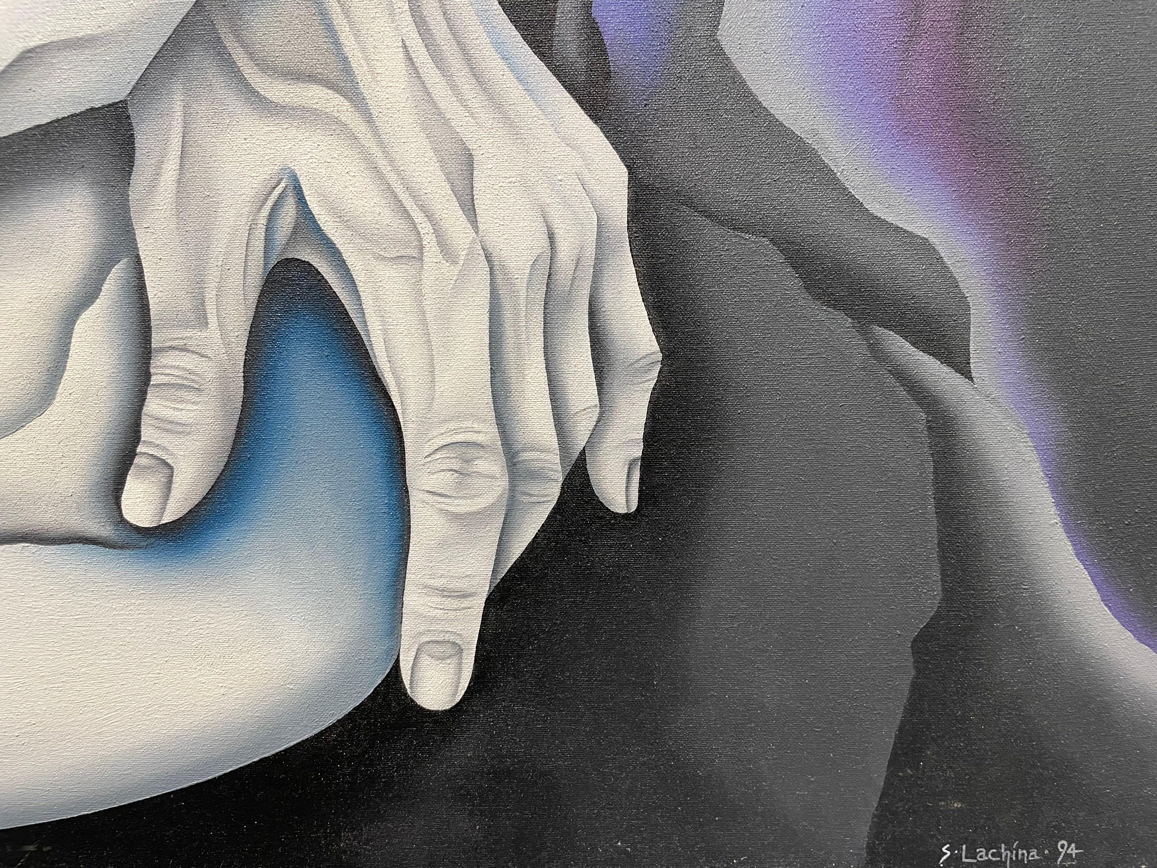 White Stone Surrealist Painting, Late 20th Century, Cleveland Female Artist For Sale 10