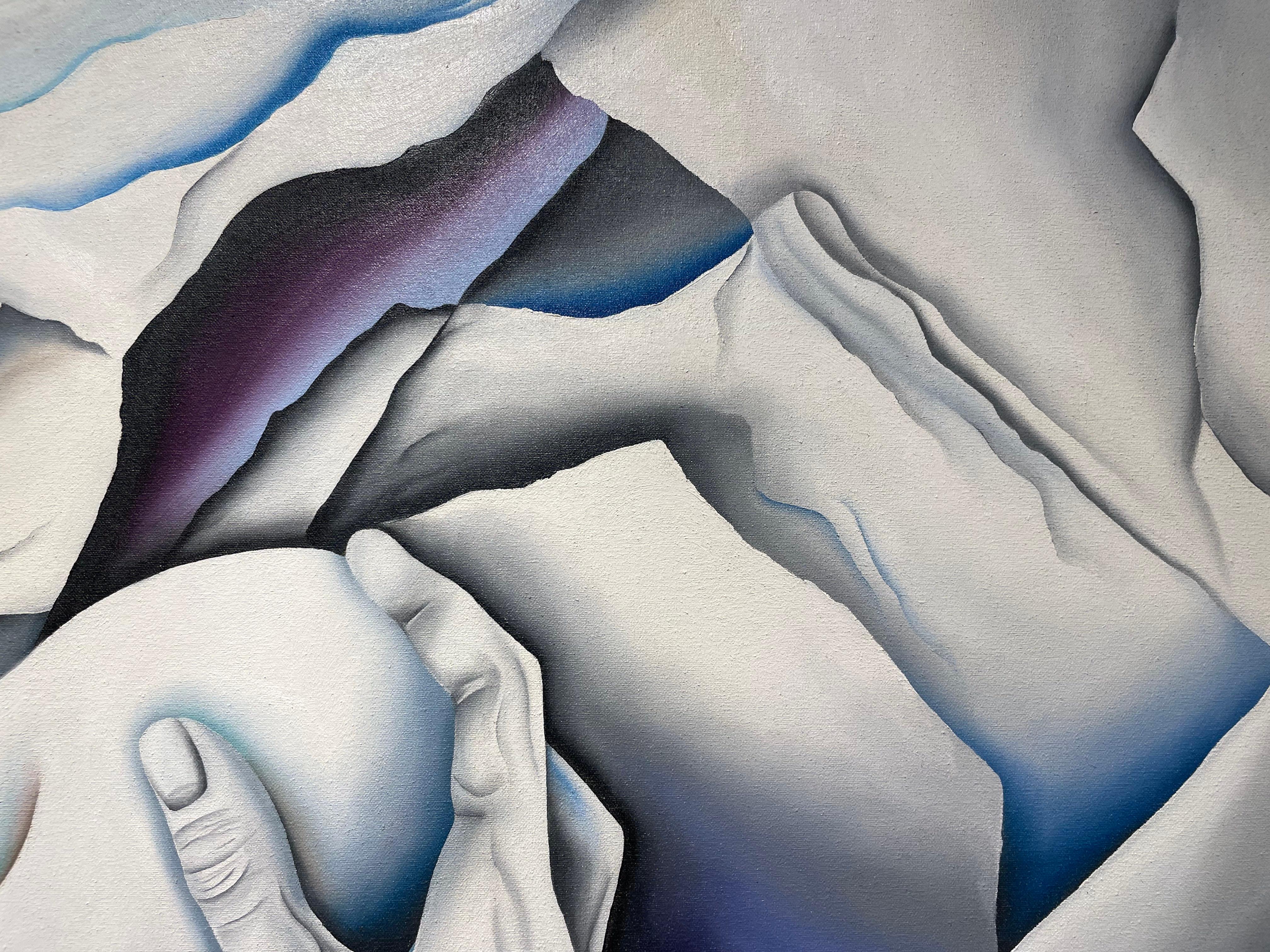 White Stone Surrealist Painting, Late 20th Century, Cleveland Female Artist For Sale 5