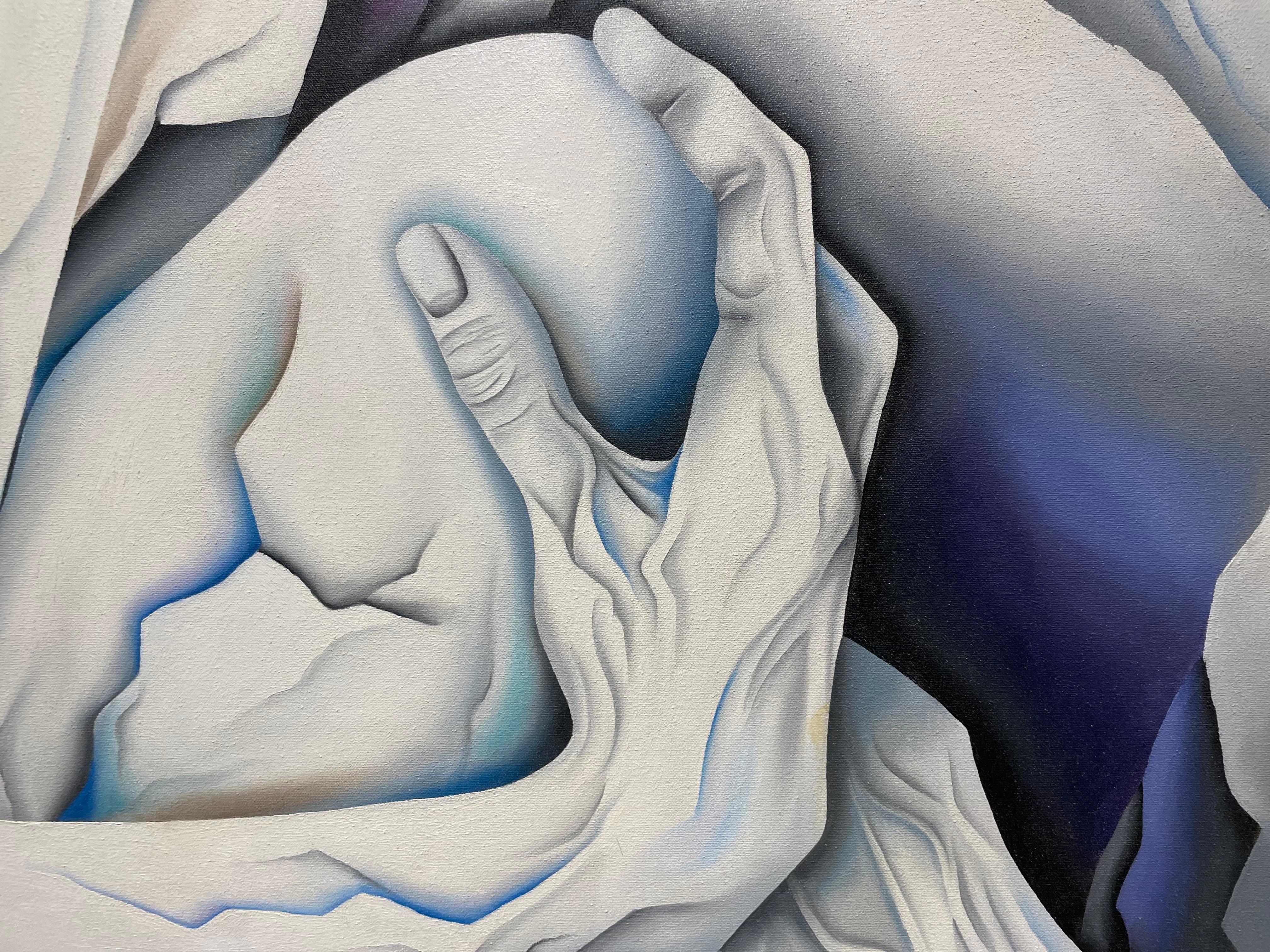White Stone Surrealist Painting, Late 20th Century, Cleveland Female Artist For Sale 6