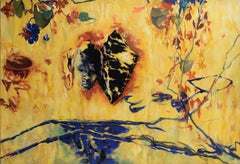 Surreal Autumn Trees Abstract Landscape with Chrysalis and Blue Face