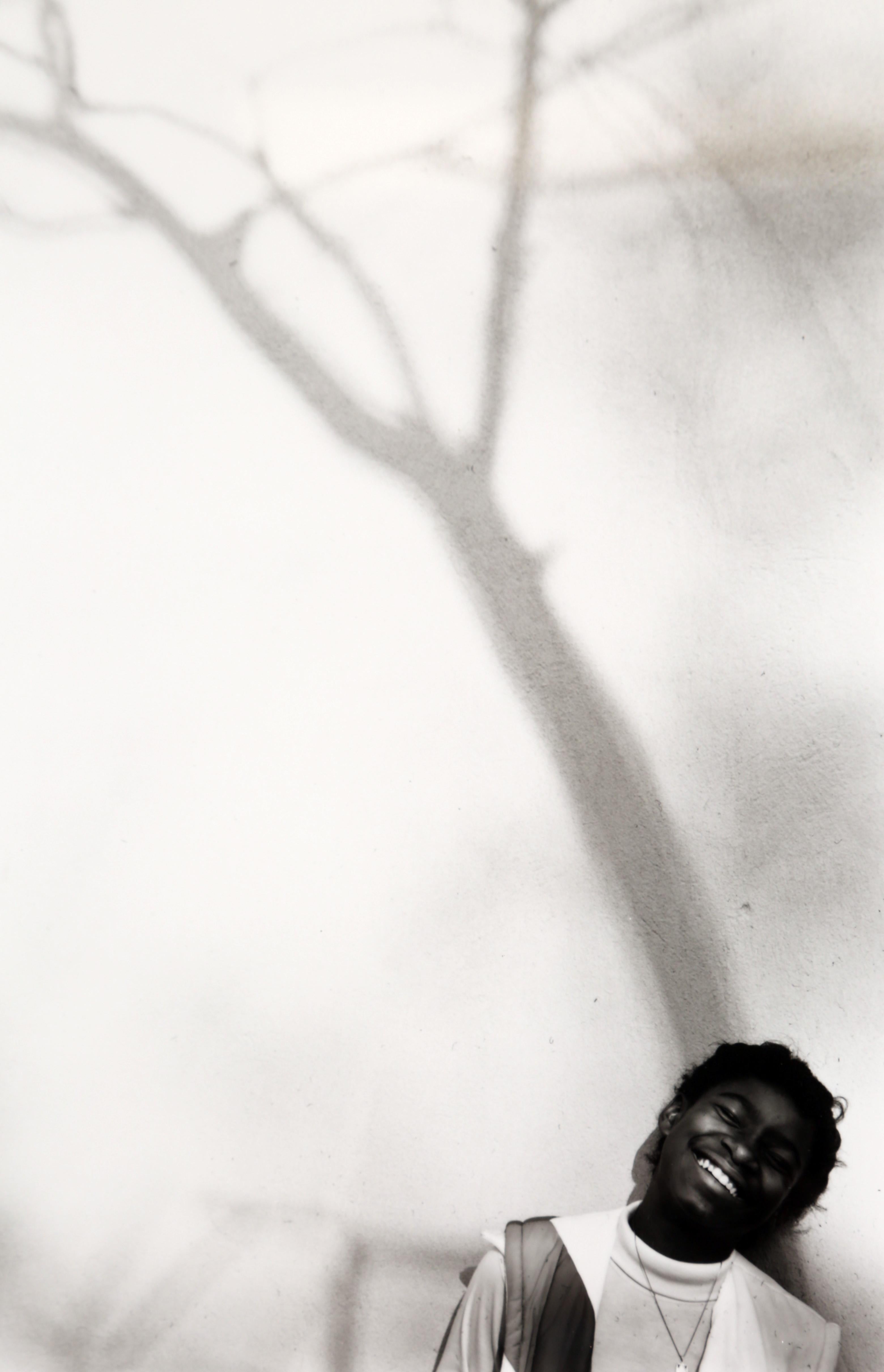 Tara and Tree Shadow - Contemporary Photograph by Sally Mann