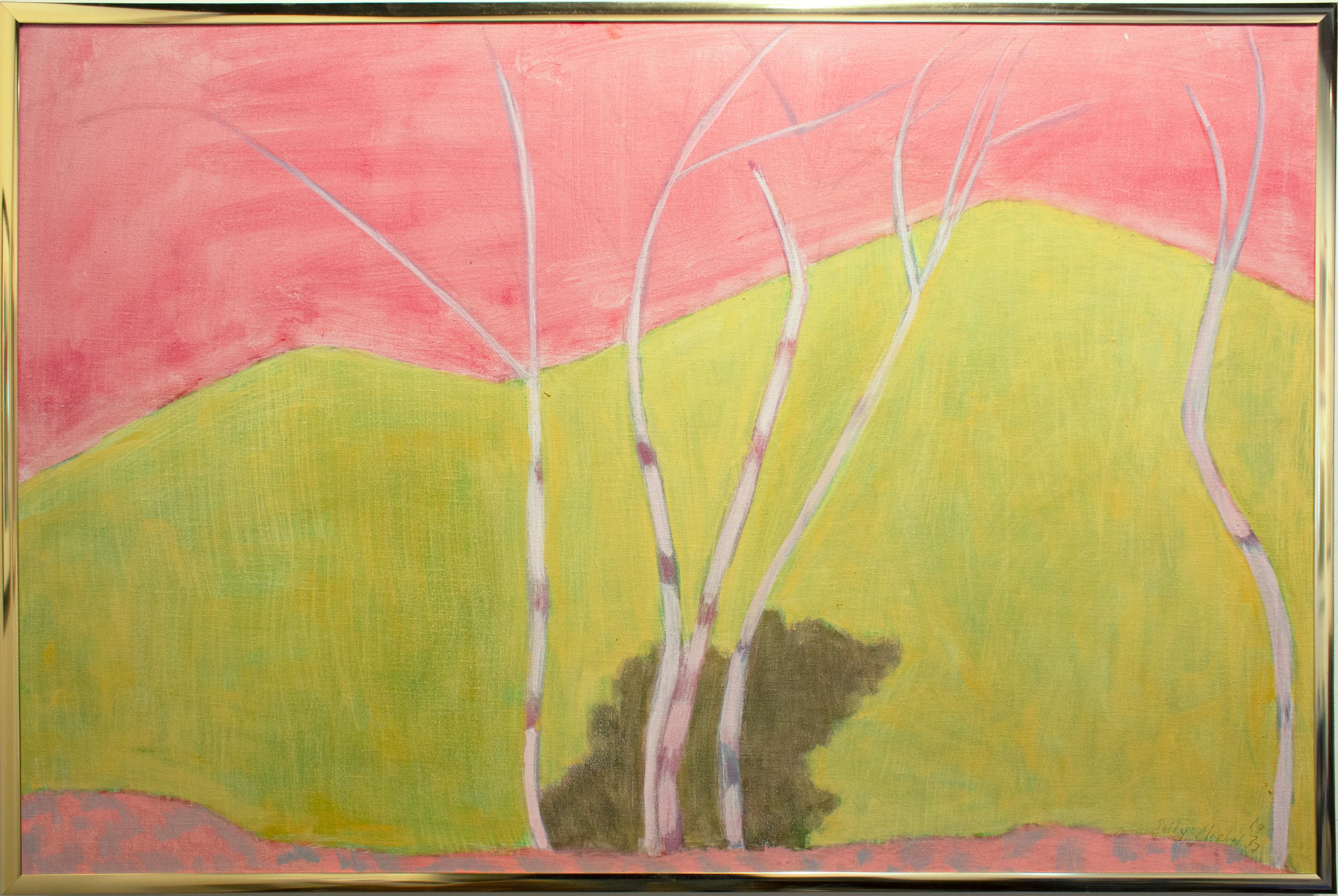 "Five Birches" by Sally Michel Avery, Oil on canvas, 1977
