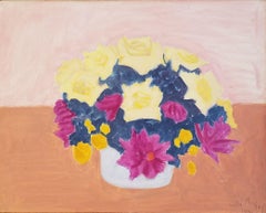 Vintage "Floral Still Life," Sally Michel Avery, Female American Modernist Bright Pastel