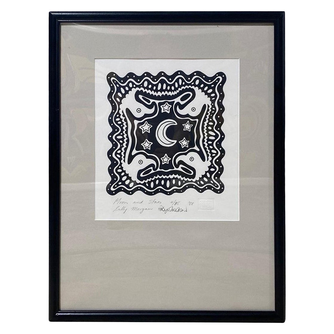 Sally Morgan Signed Australian Aboriginal Art Limited Ed. Print Moon and Stars