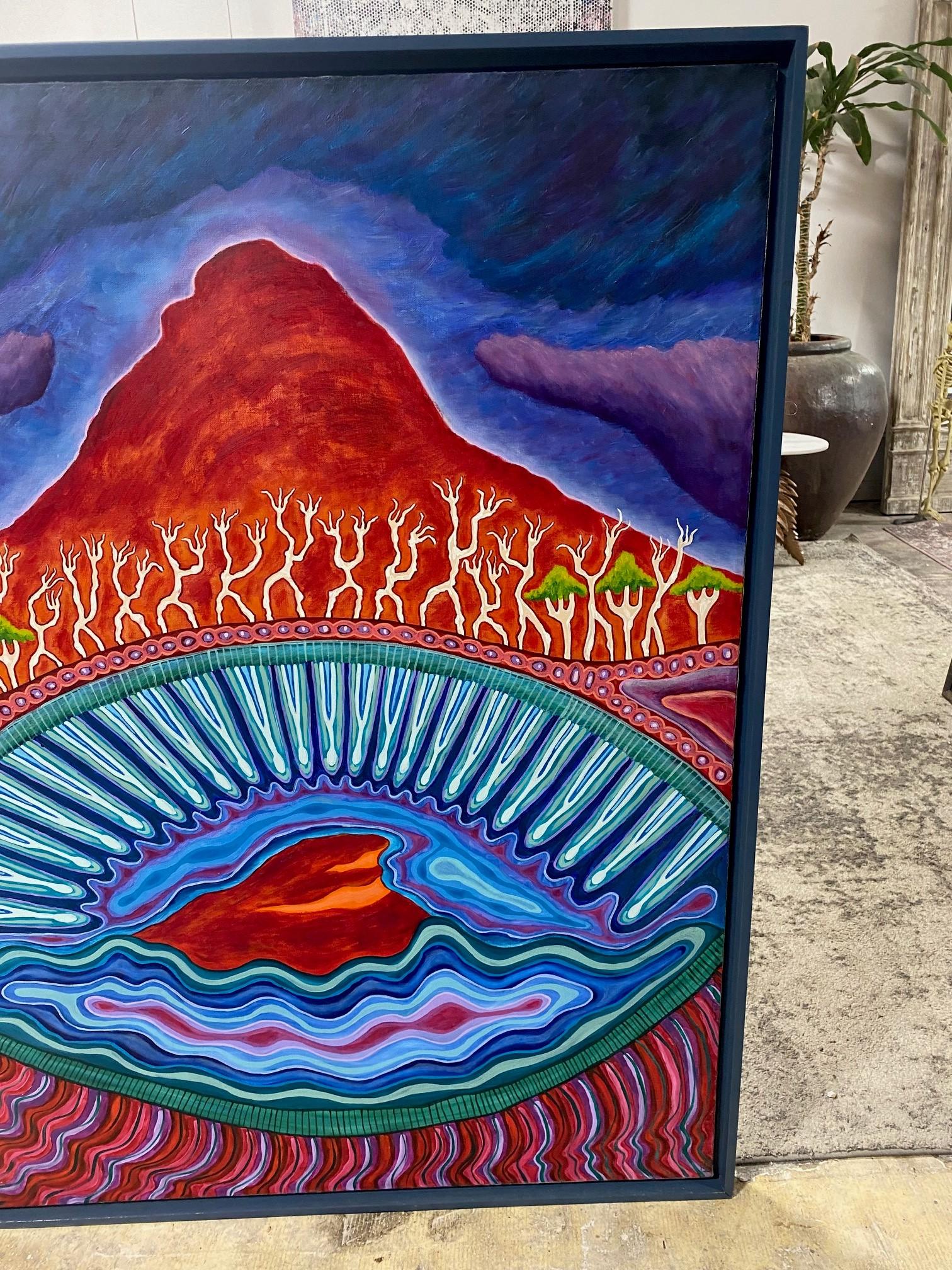 Sally Morgan Firmado Arte aborigen australiano Pintura original Bar de mármol Piscina Pintado a mano en venta