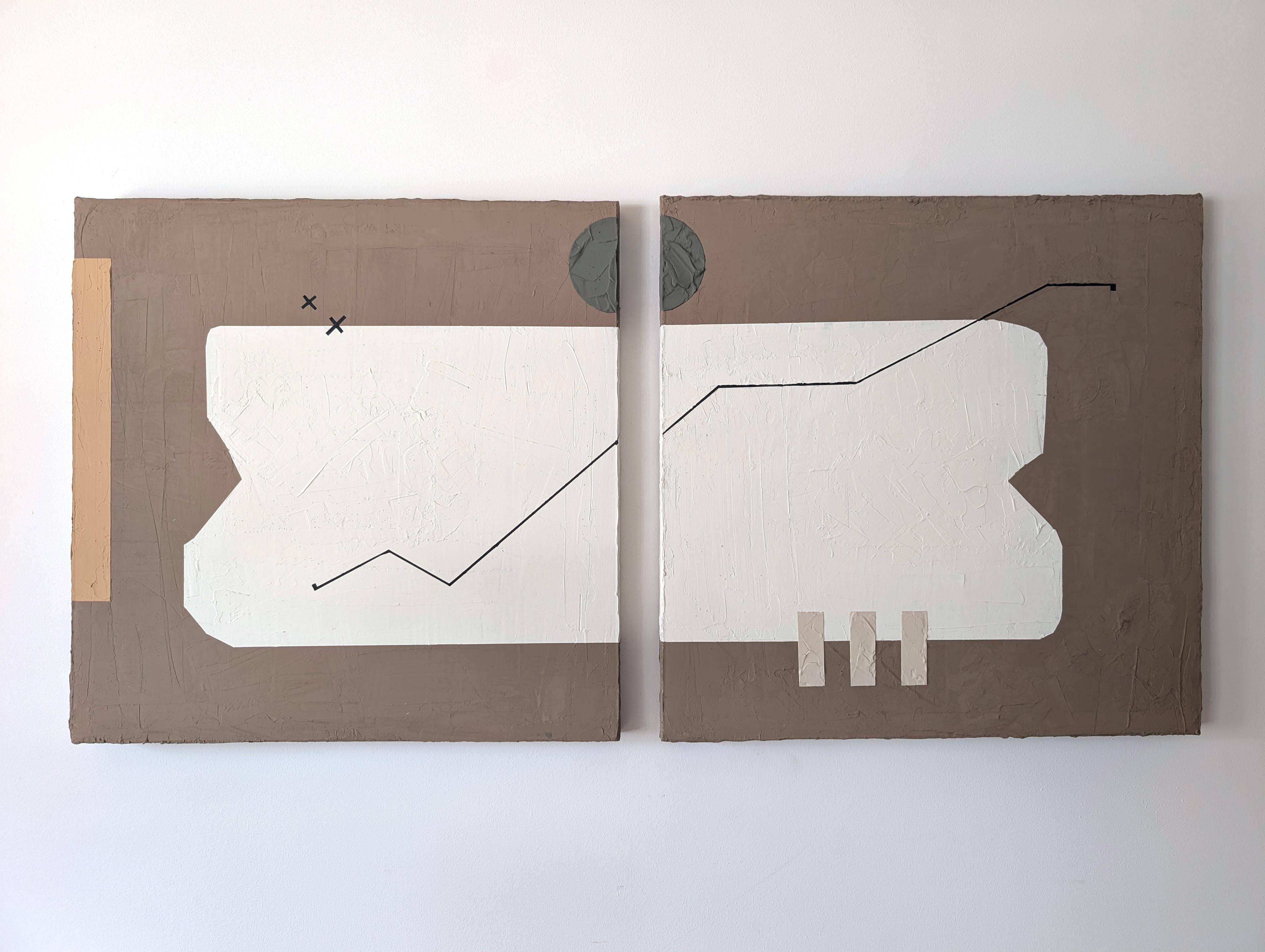 <p>Artist Comments<br>An abstract wing spreads between a diptych. Part of her series that depicts natural elements through simple shapes and earth-toned colors, artist Sally Morris Clark used a blend of paint and plaster to portray a butterfly. Each