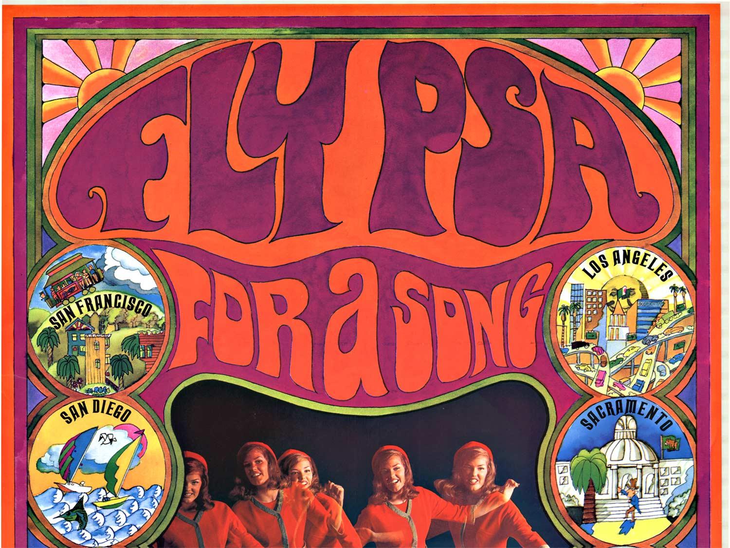 FLY PSA „For a Song“ Originales Vintage-Reiseplakat von 1967 – Print von Sally Reeder