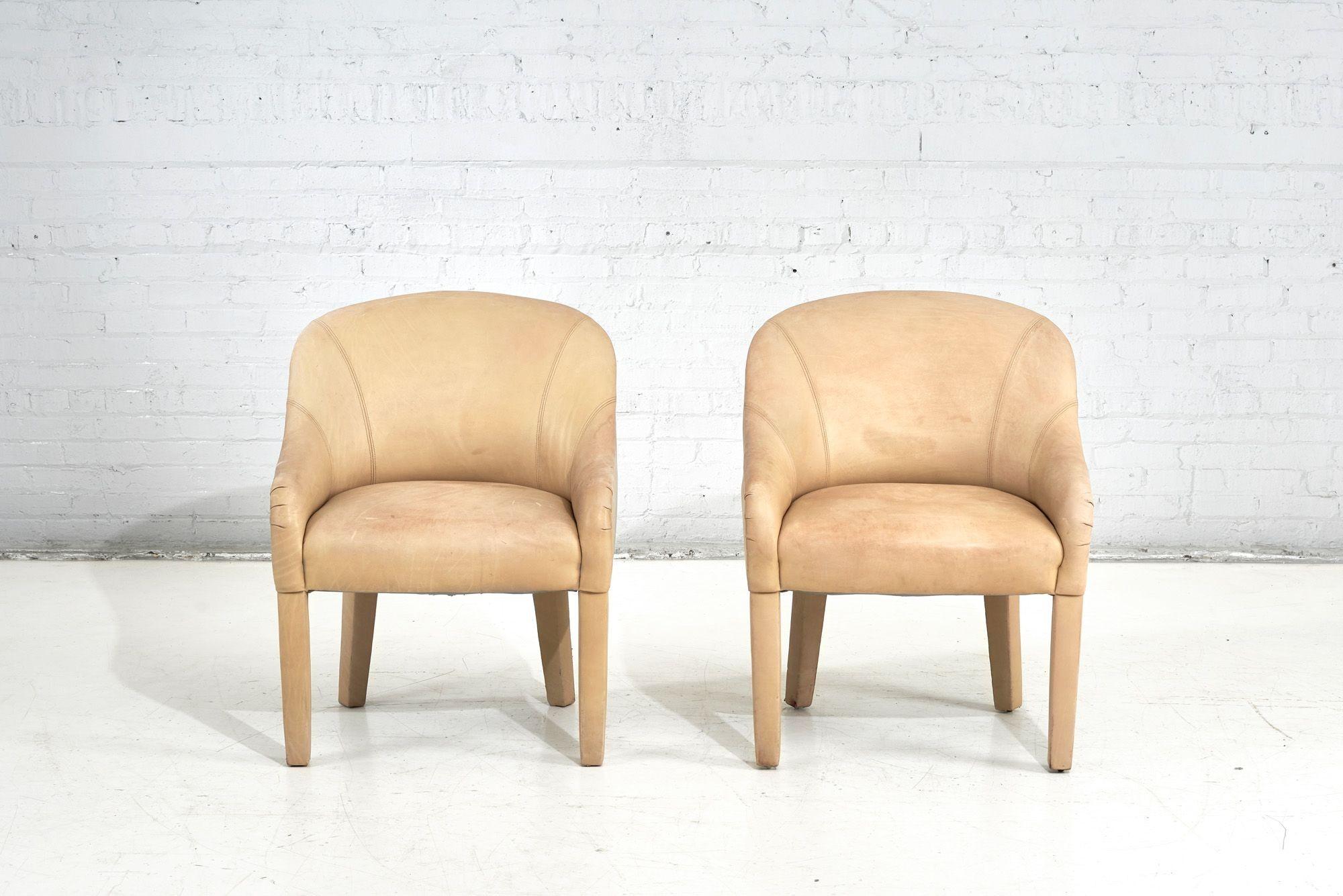 Sally Sirkin for Robert Scott Pair of Leather Arm Chairs, 1970. Original leather.