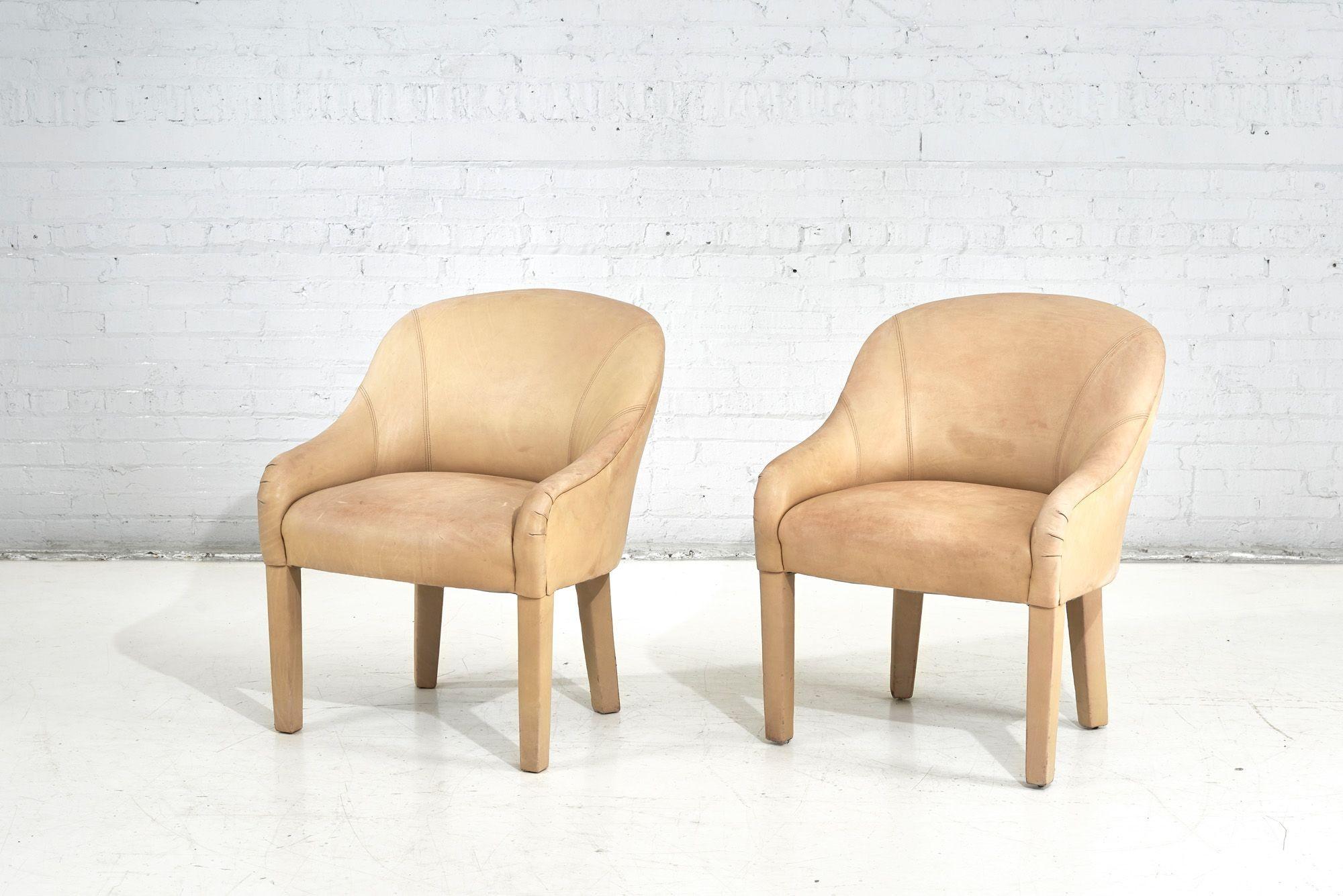 American Sally Sirkin for Robert Scott Pair of Leather Arm Chairs, 1970 For Sale