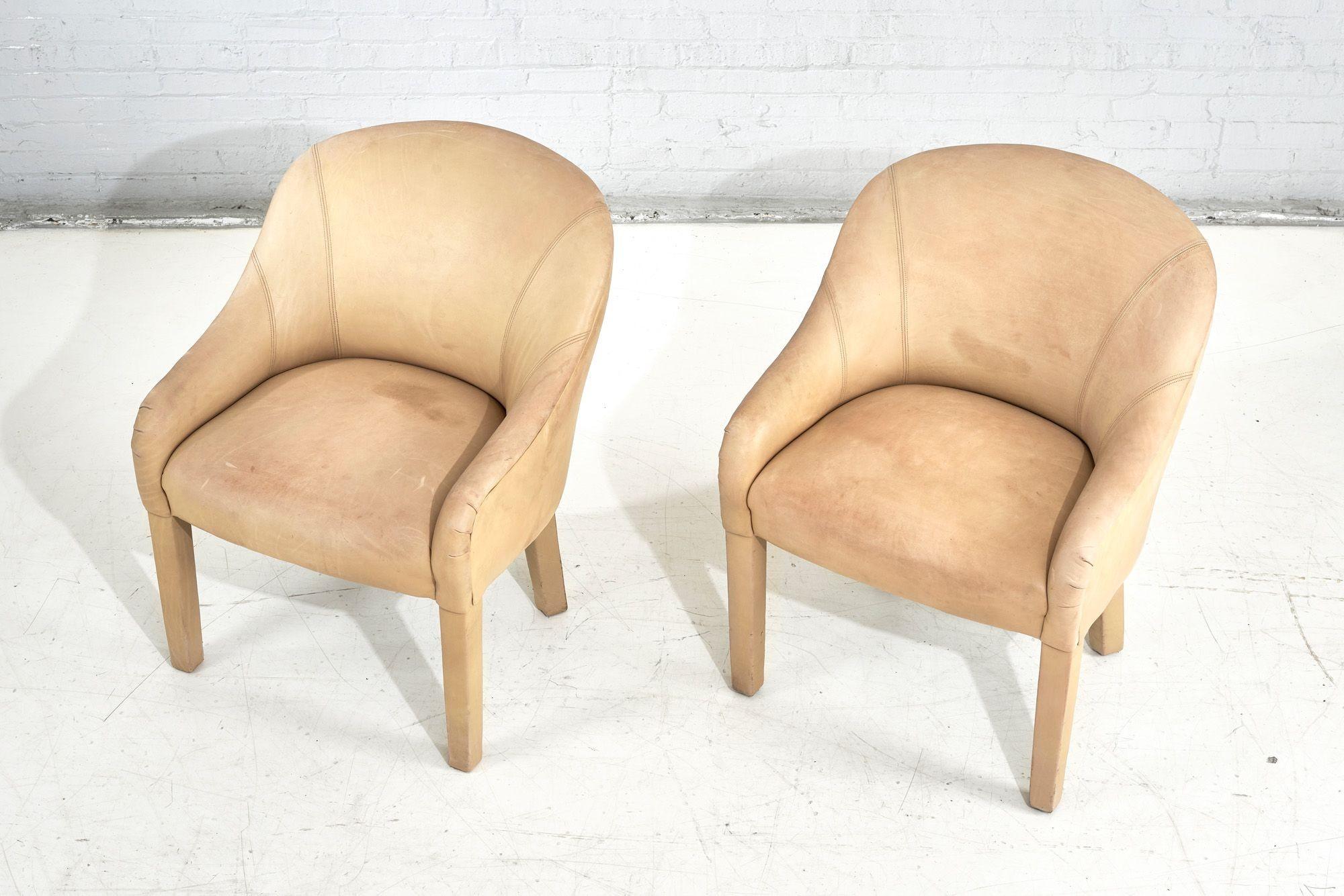 Sally Sirkin for Robert Scott Pair of Leather Arm Chairs, 1970 In Good Condition For Sale In Chicago, IL