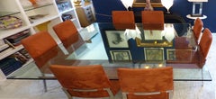 Sally Sirkin Lewis for J. Robert Scott Stainless Steel and Glass Dining Table