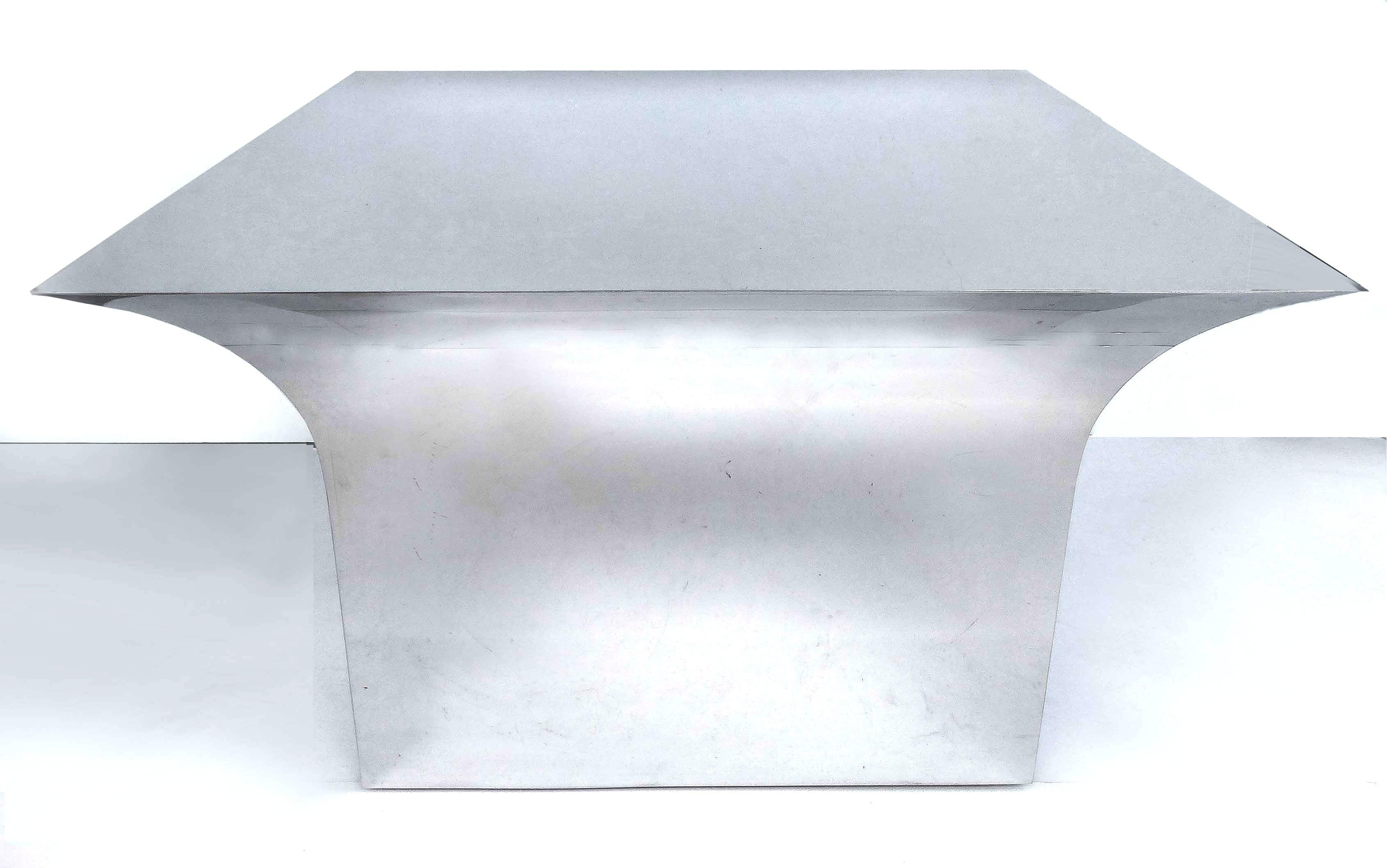 Beveled Sally Sirkin Lewis for J. Robert Scott Stainless Steel and Glass Dining Table