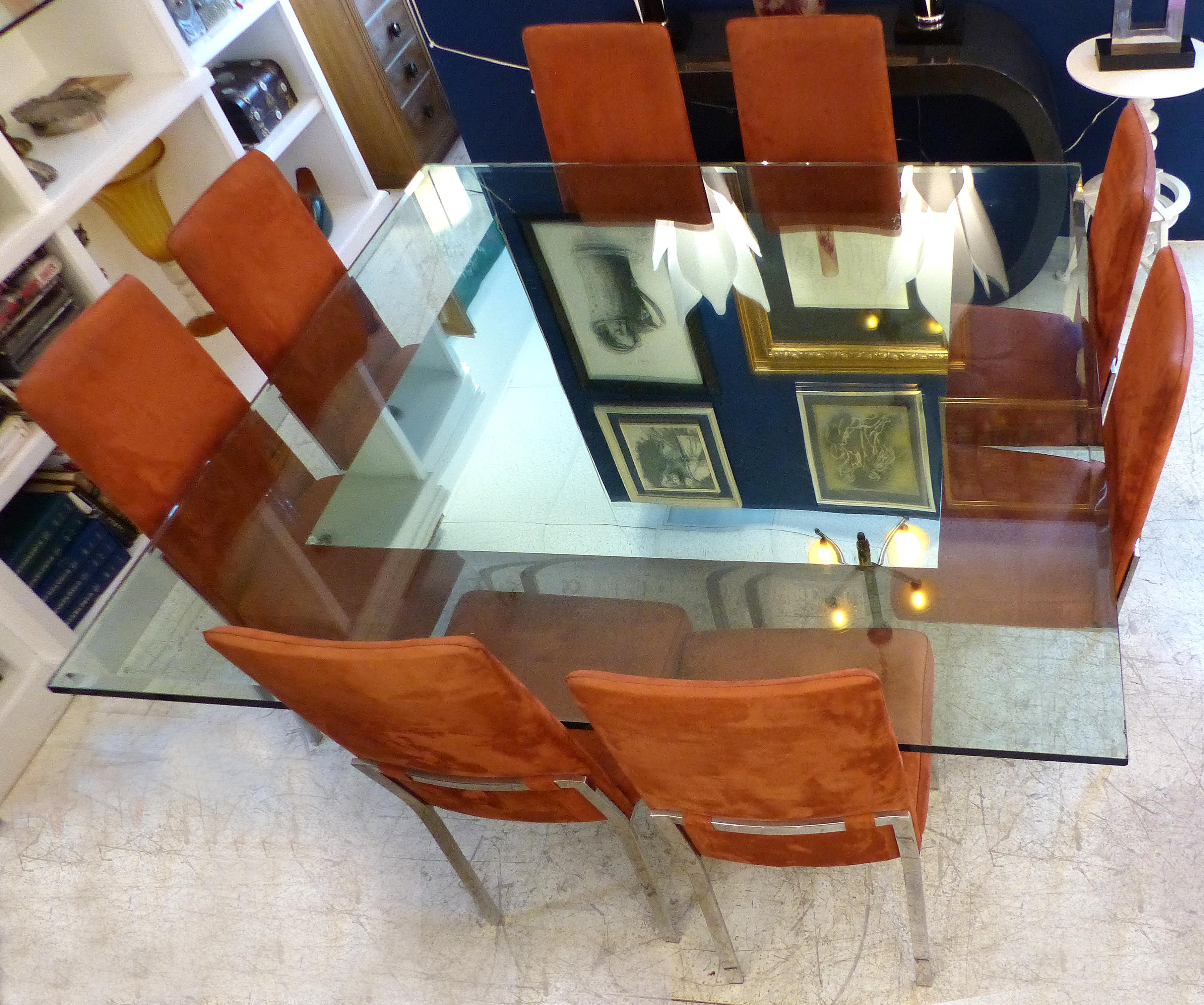 Sally Sirkin Lewis for J. Robert Scott Stainless Steel and Glass Dining Table In Good Condition In Miami, FL