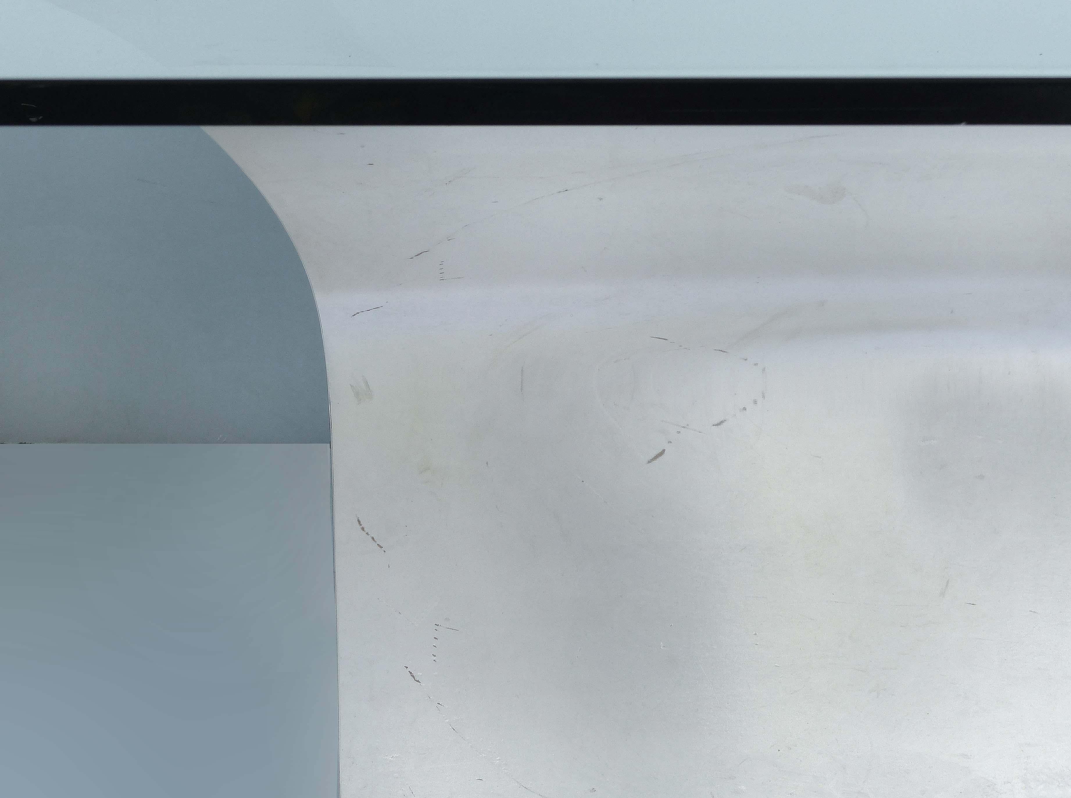 Sally Sirkin Lewis for J. Robert Scott Stainless Steel and Glass Dining Table 1