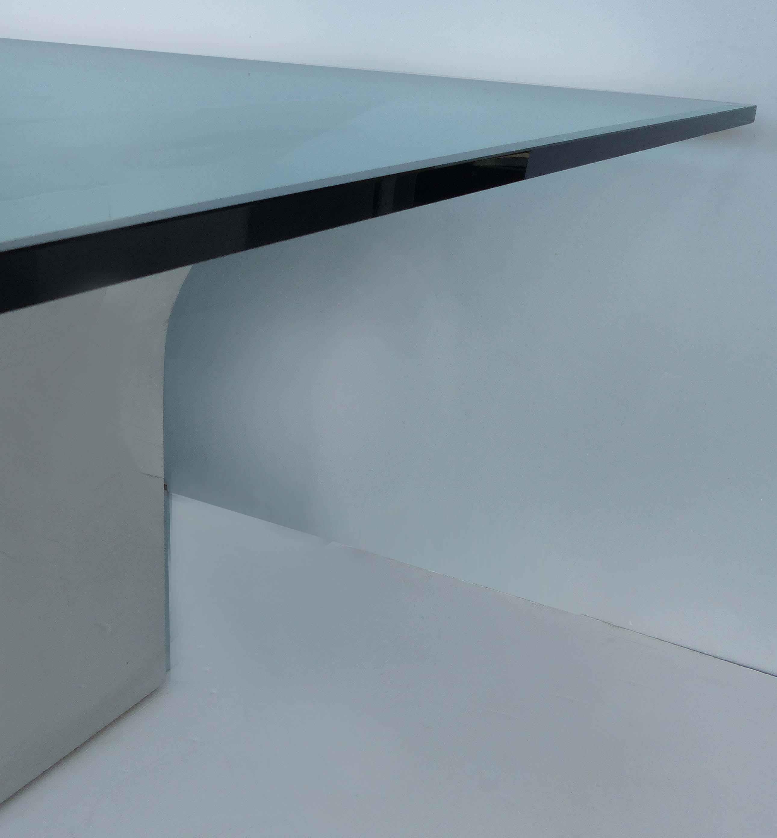Sally Sirkin Lewis for J. Robert Scott Stainless Steel and Glass Dining Table 2