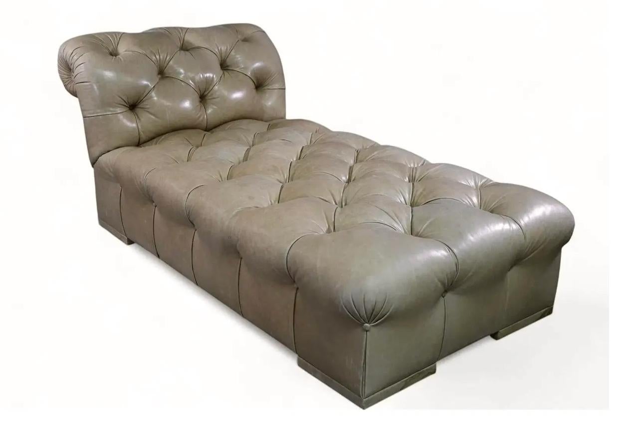 American Sally Sirkin Lewis for J.Robert Scott Chesterfield Style Leather Chaise Lounge