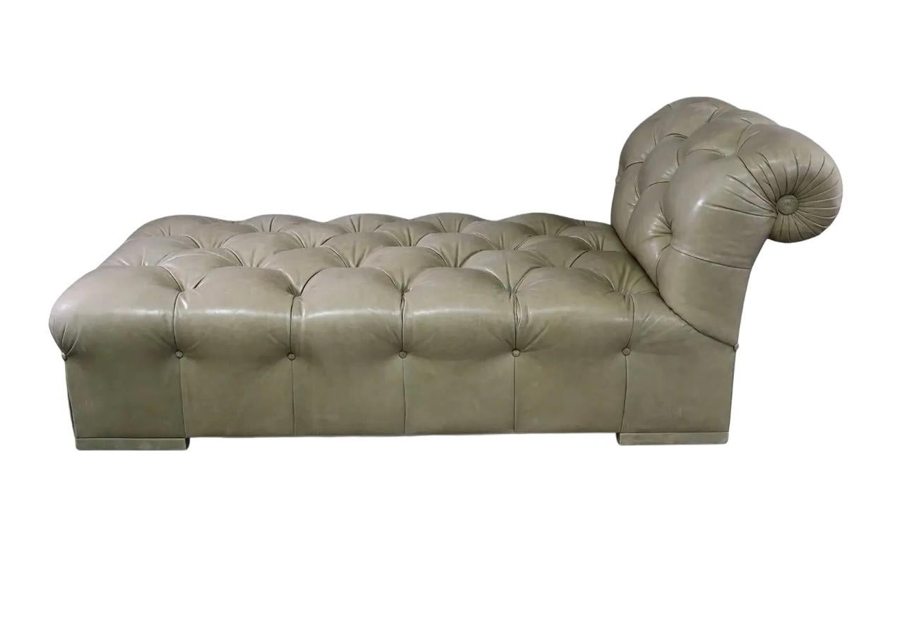 Sally Sirkin Lewis for J.Robert Scott Chesterfield Style Leather Chaise Lounge In Good Condition In LOS ANGELES, CA
