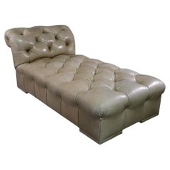 Sally Sirkin Lewis for J.Robert Scott Chesterfield Style Leather Chaise Lounge