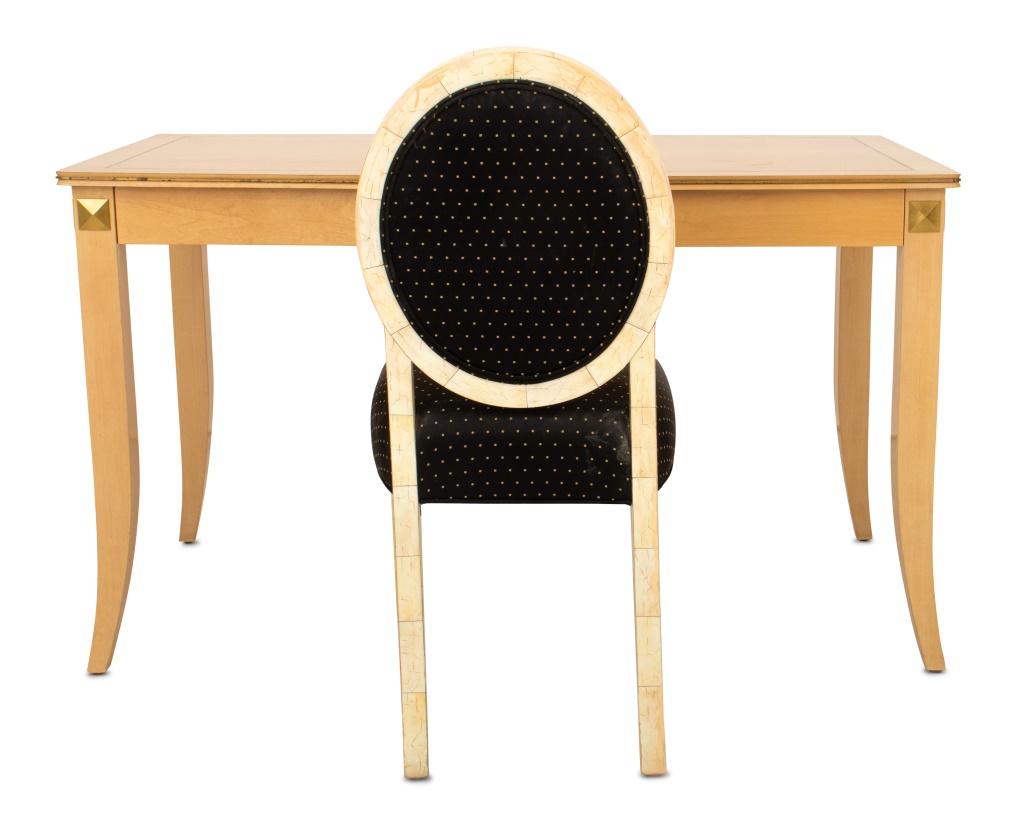 Sally Sirkin Lewis J. Robert Scott Art Deco Style Blonde Maple Wood Desk and Chair, chair with 