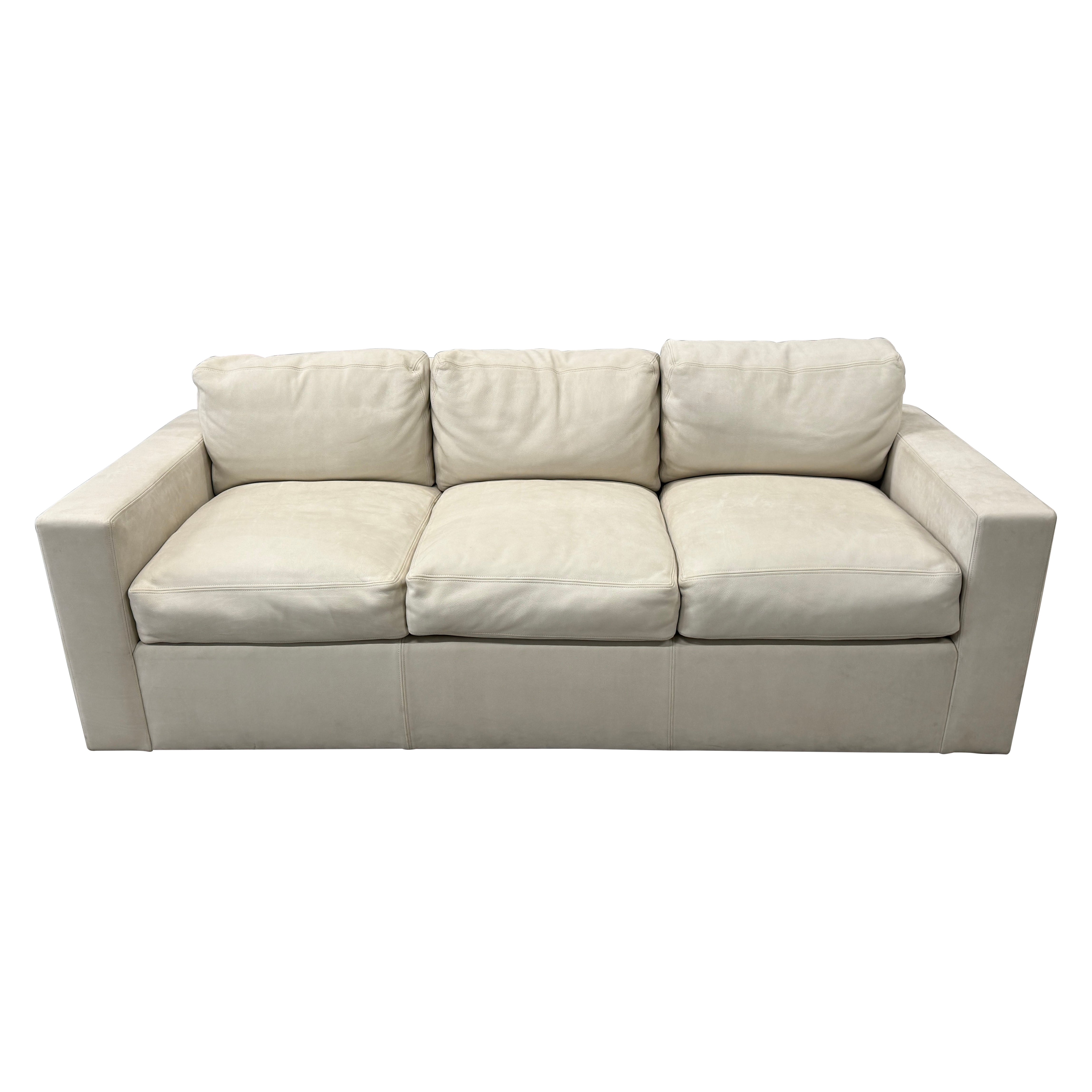 Sally Sirkin Lewis J. Robert Scott Sofa in schönem Nubukleder Wildleder im Angebot