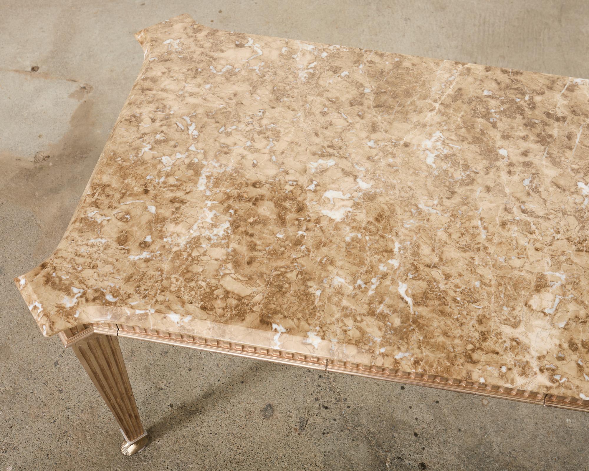 Sally Sirkin Lewis Neoclassical Marble Top Library Table Desk For Sale 4